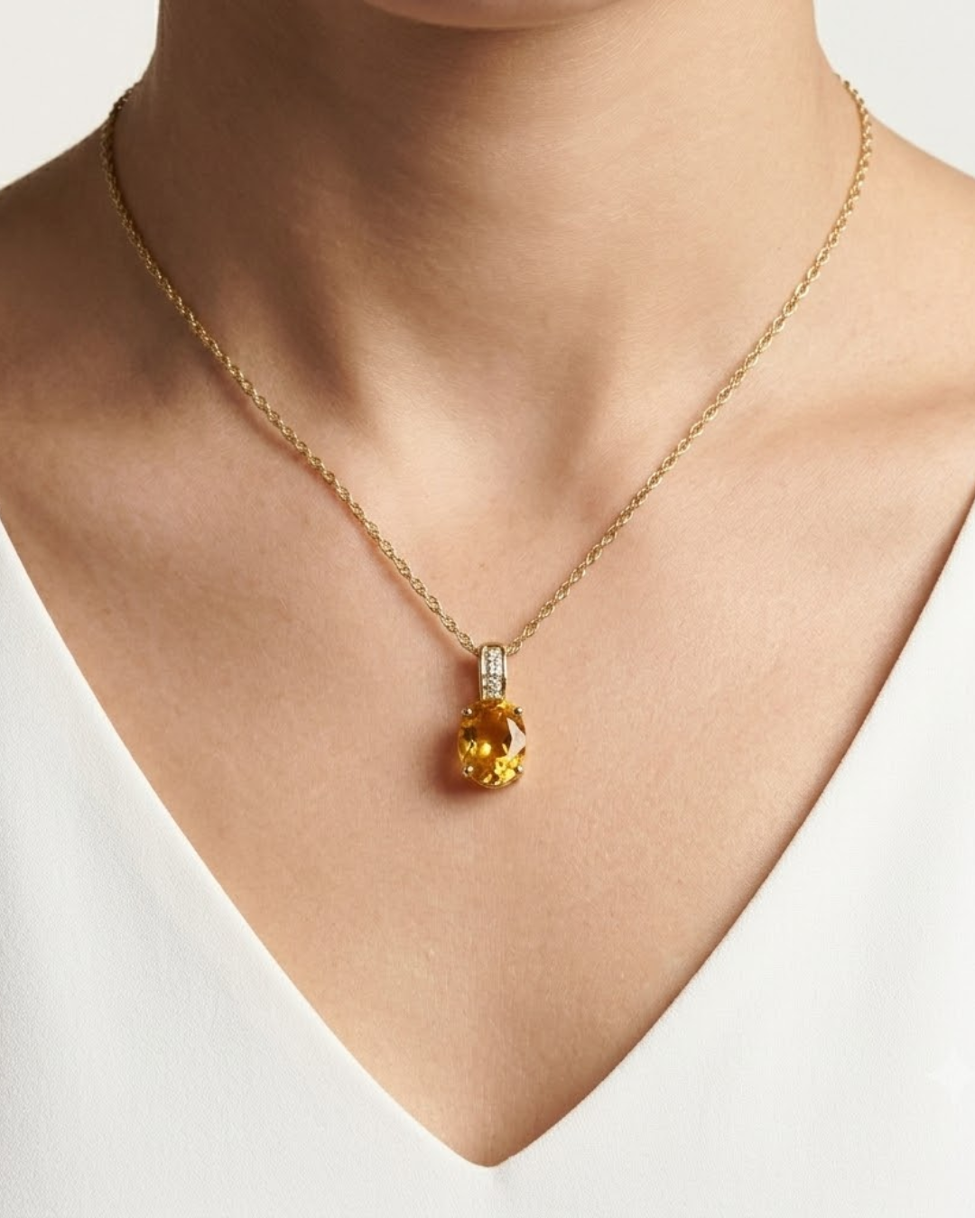 LALI Citrine & Diamond Pendant Necklace