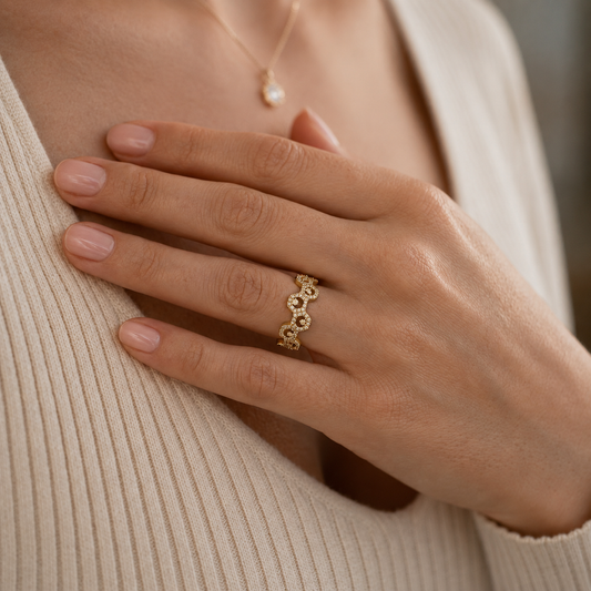 Malakan Diamond Link Ring
