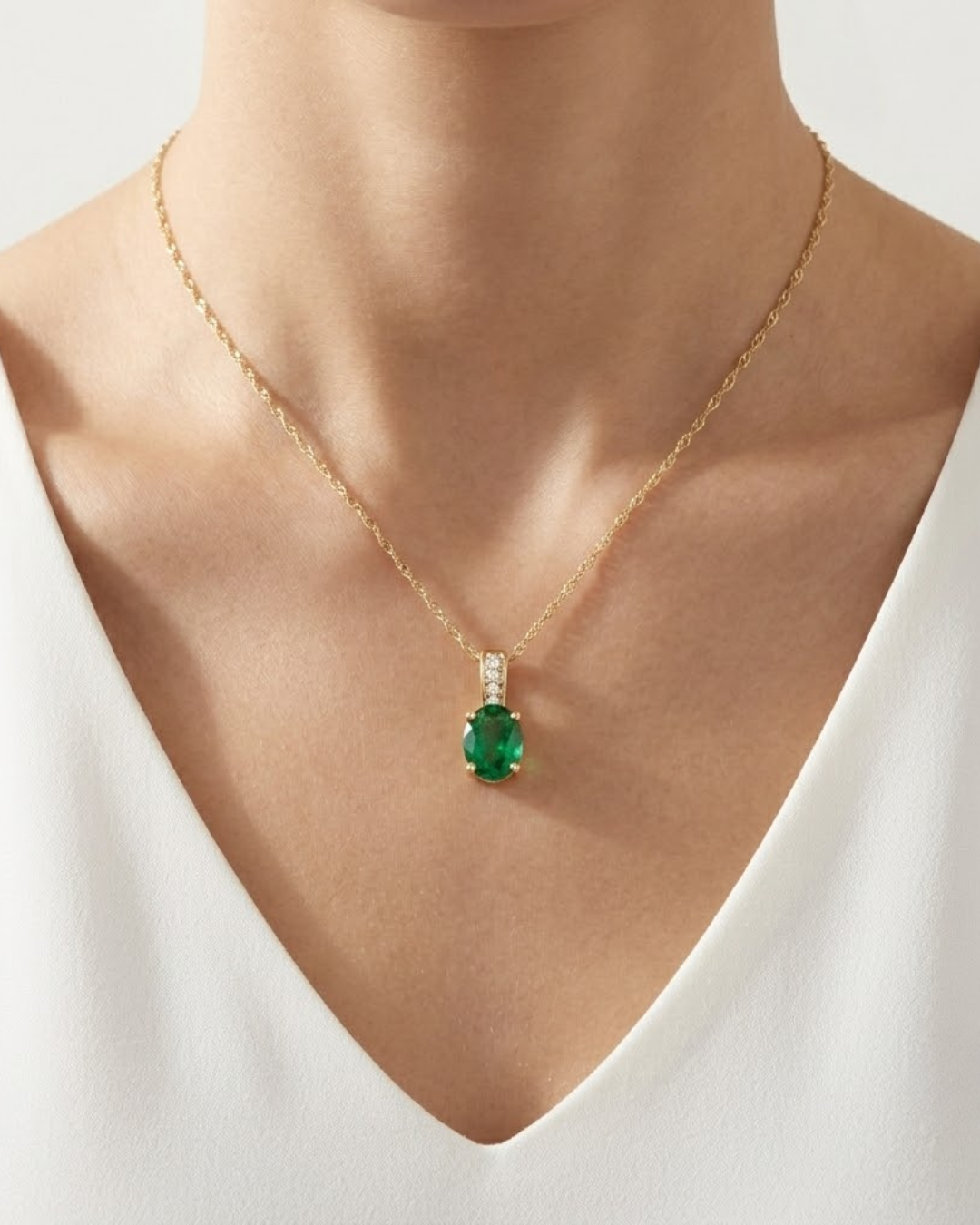 LALI Emerald & Diamond Pendant Necklace
