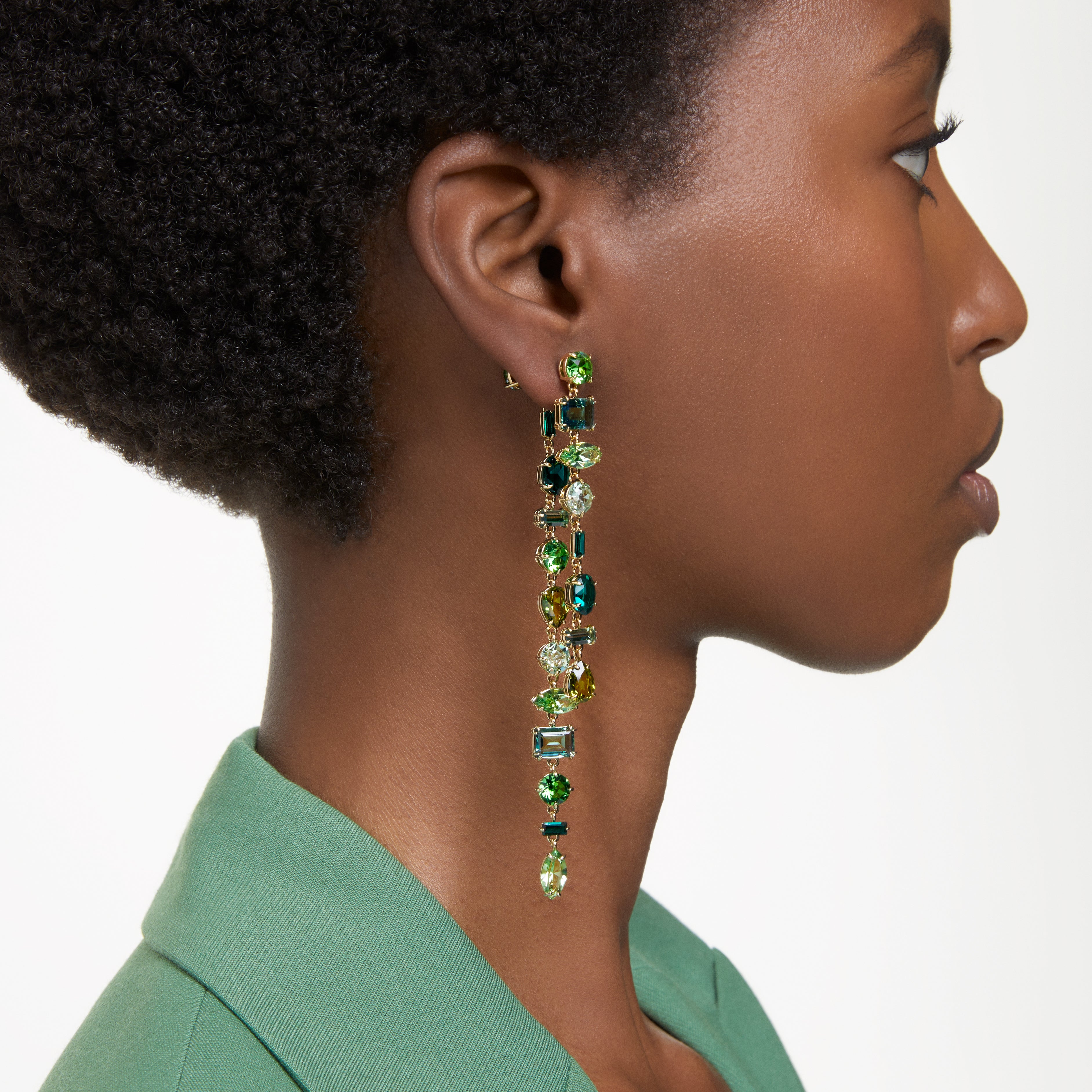 Green Gema Drop Earrings by Swarovski