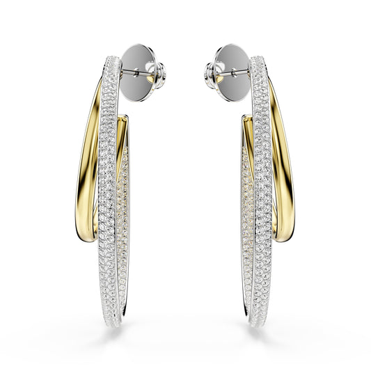 Two-Tone Hyperbola Hoop Earrings by Swarovski