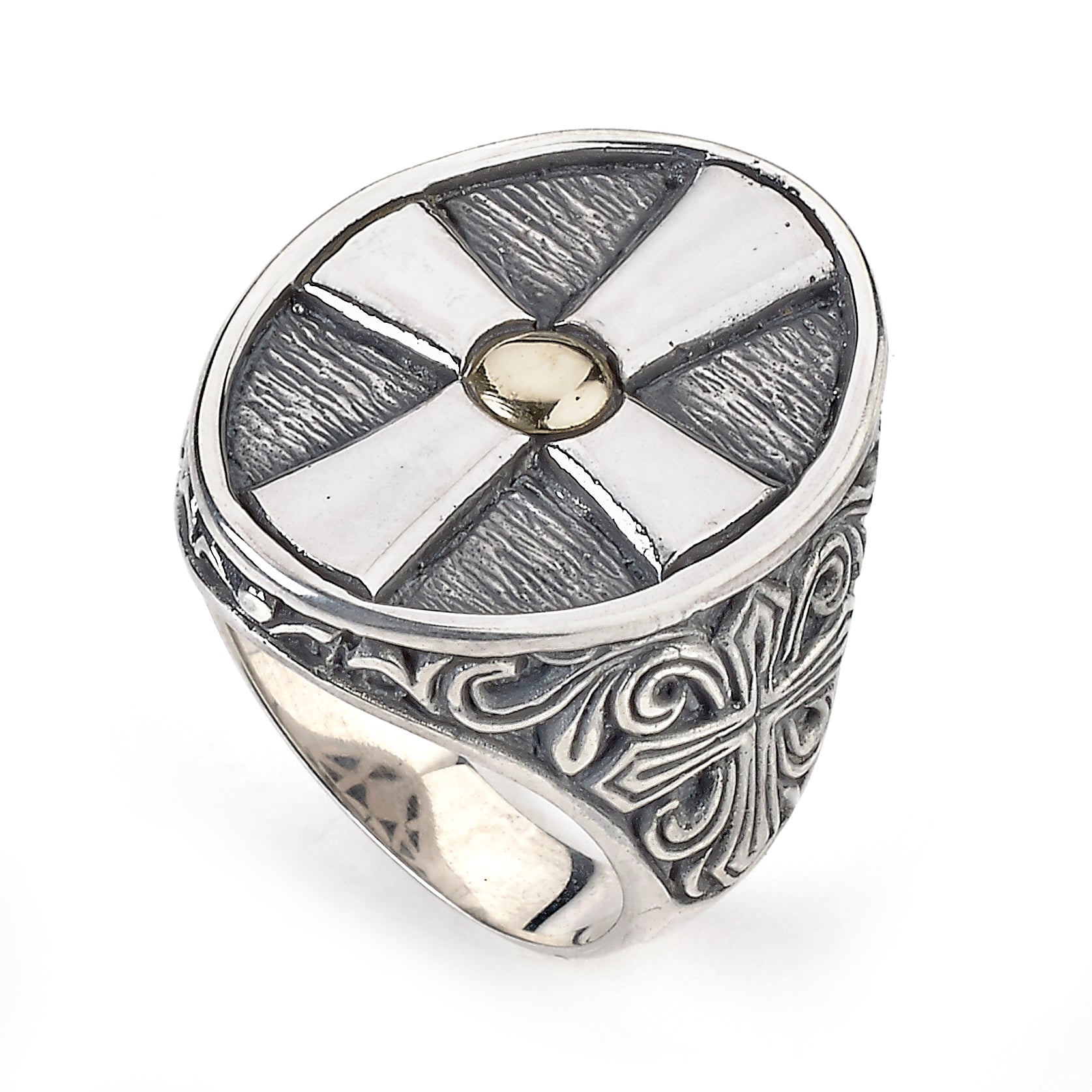 Devotion Ring Devotion Ring available at Talisman Collection Fine Jewelers in El Dorado Hills, CA and online. Specs: Devotion Ring crafted in Sterling Silver and 18k oval ring features a cross design.