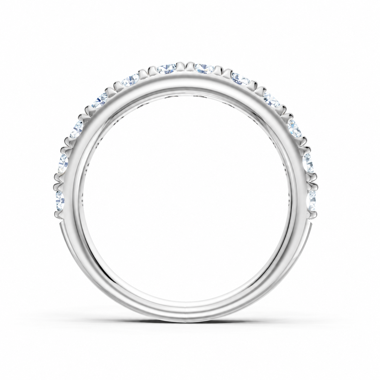14K White Gold Lab Grown Round Diamond Pavé Anniversary Band