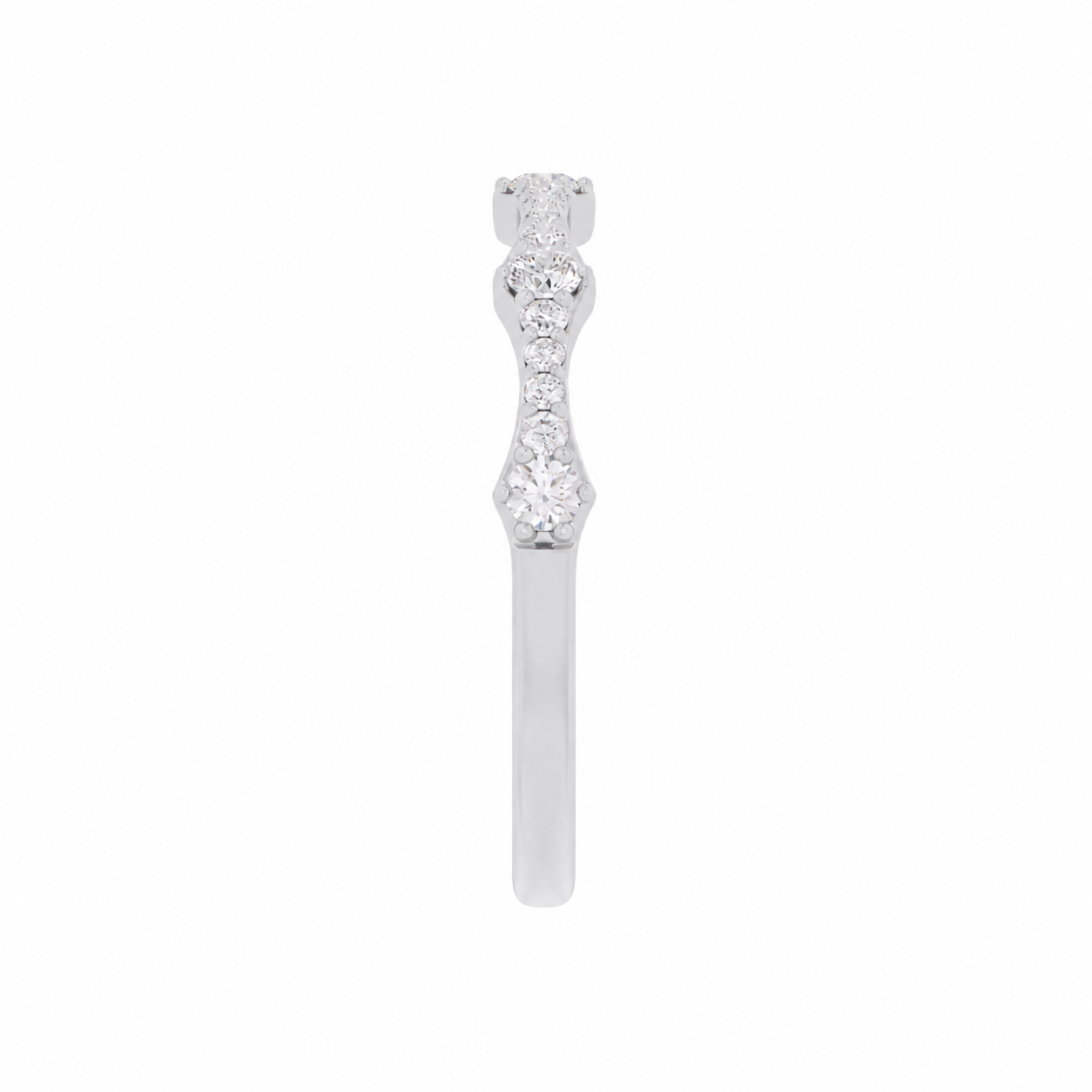 14K White Gold Lab Grown Round Diamond Stackable Big & Small Band