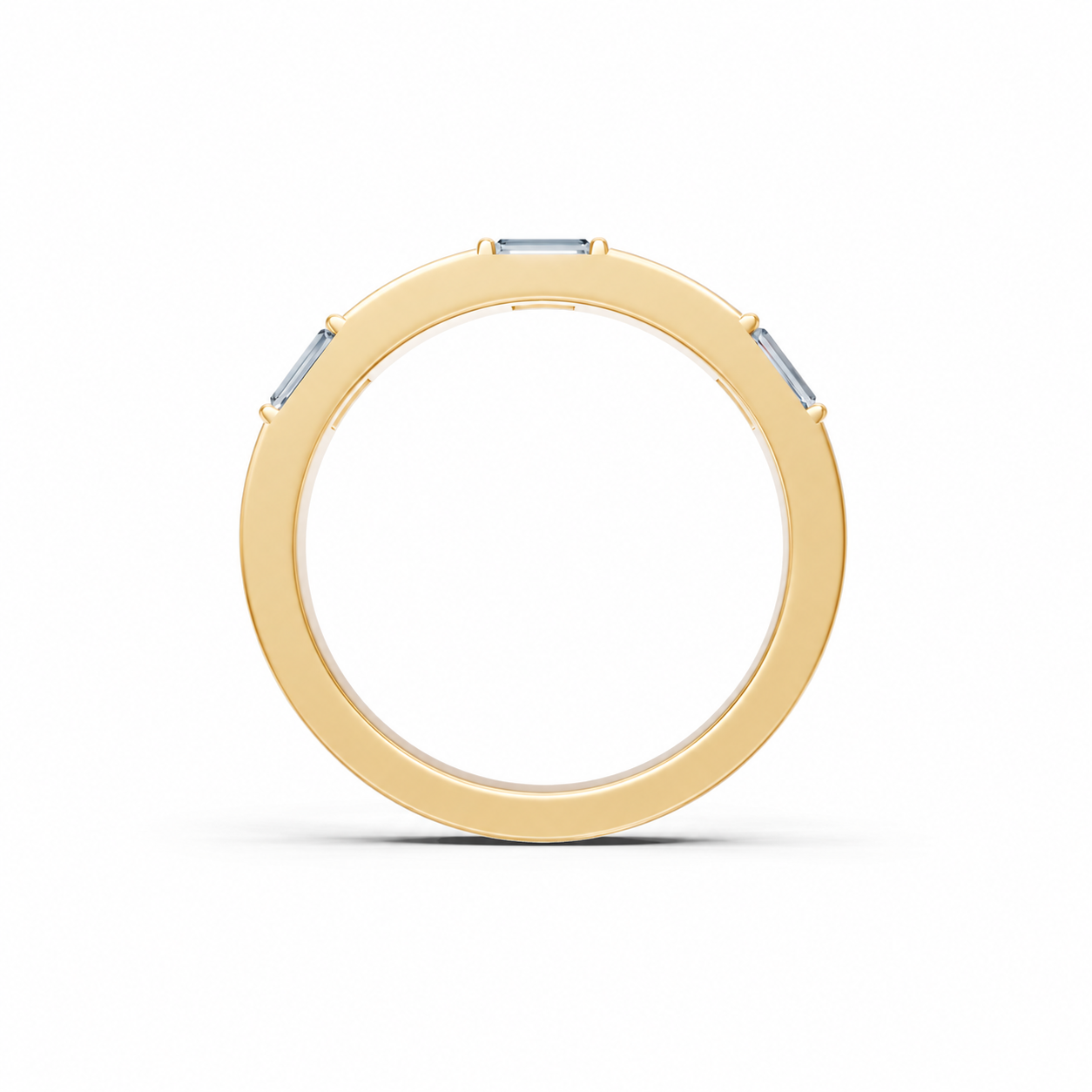14K Yellow Gold Lab Grown Baguette Diamond Bar Set Band