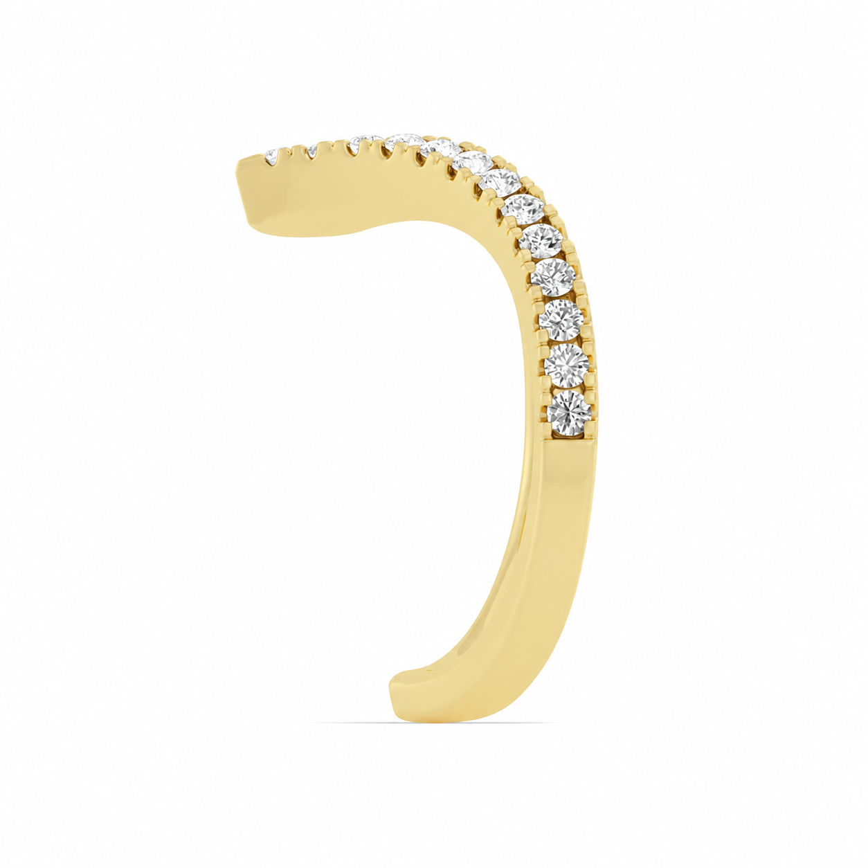 14K Yellow Gold Lab Grown Round Diamond V-Shape Wrap Band