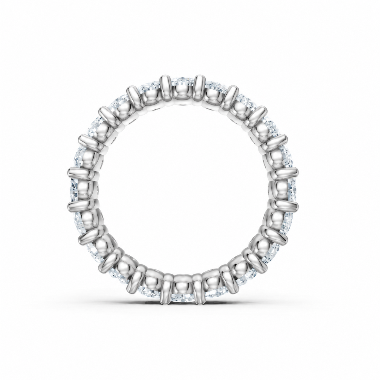 14K White Gold Lab Grown Oval Diamond Shared Prong Eternity Band