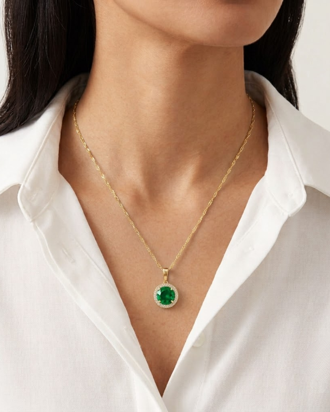 LALI Emerald & Diamond Pendant Necklace