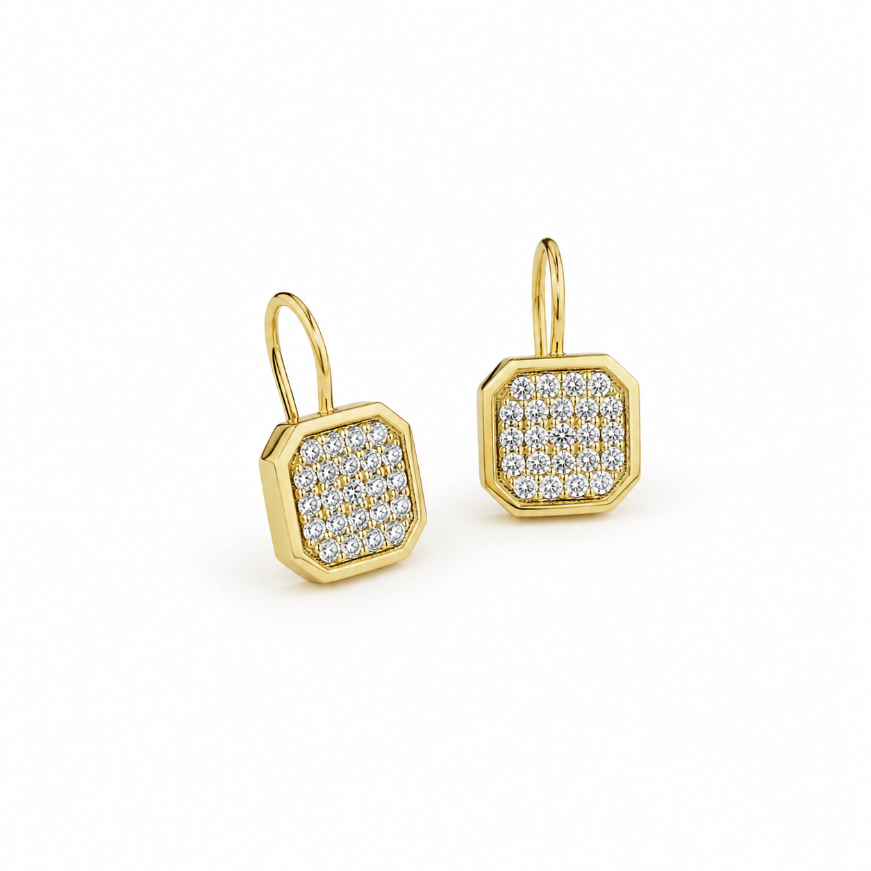 Asscher Shape Pavé Diamond Earrings by Penny Preville