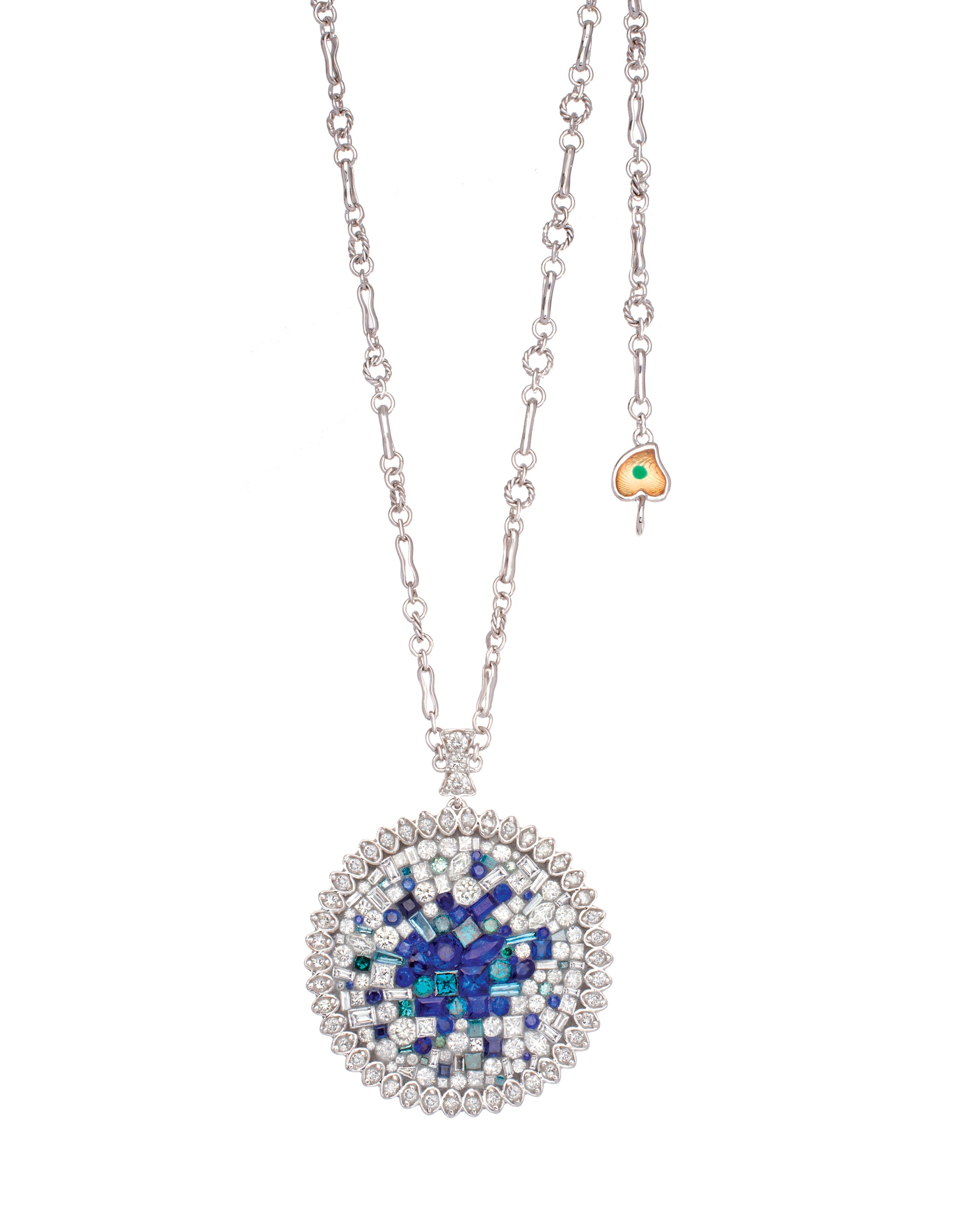 -Blue and White Diamond Supernova Necklace in 18k