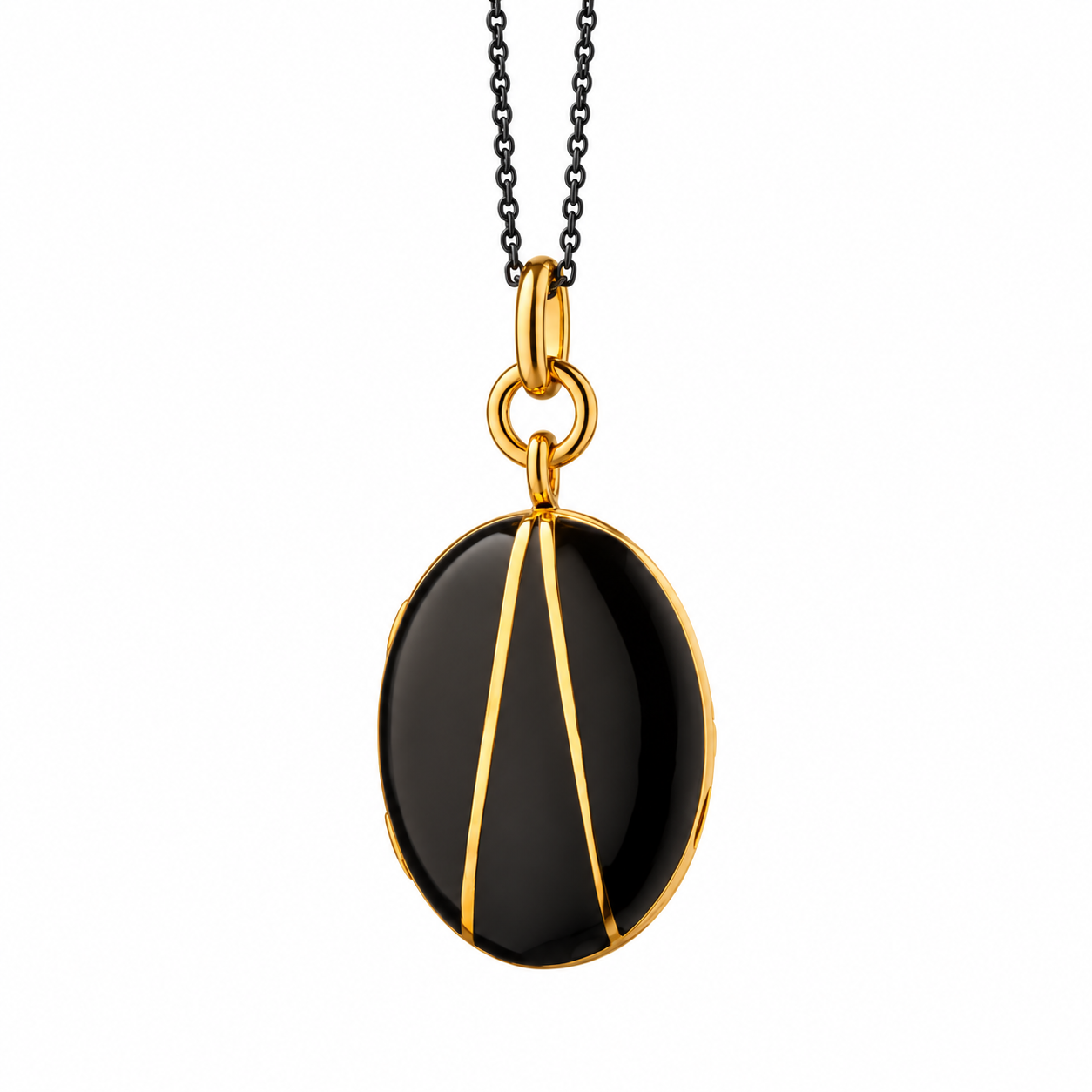 Black Enamel Oval Locket by Monica Rich Kosann
