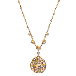 Cinnamon Pebble Drop Diamond Necklace by Pleve available at Talisman Collection Fine Jewelers in El Dorado Hills, CA and online. Specs: 18k yellow gold; color enhanced diamonds 7.15 cts