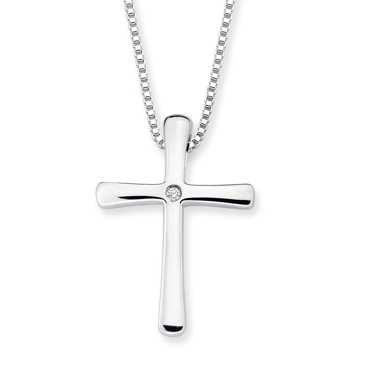 Silver Diamond Cross Pendant Necklace