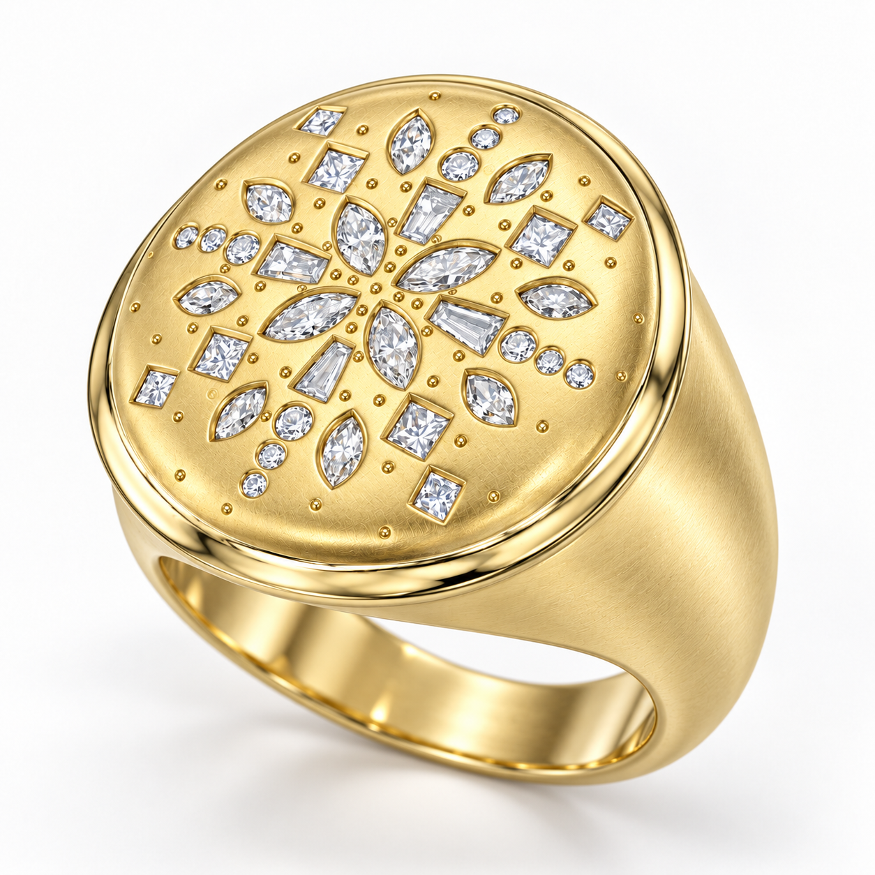 Diamond Chaos Signet Ring by Meredith Young
