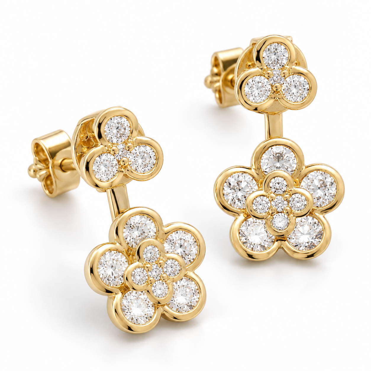 Diamond Studs with Drop Diamond Earring Jackets by Lisa Nik