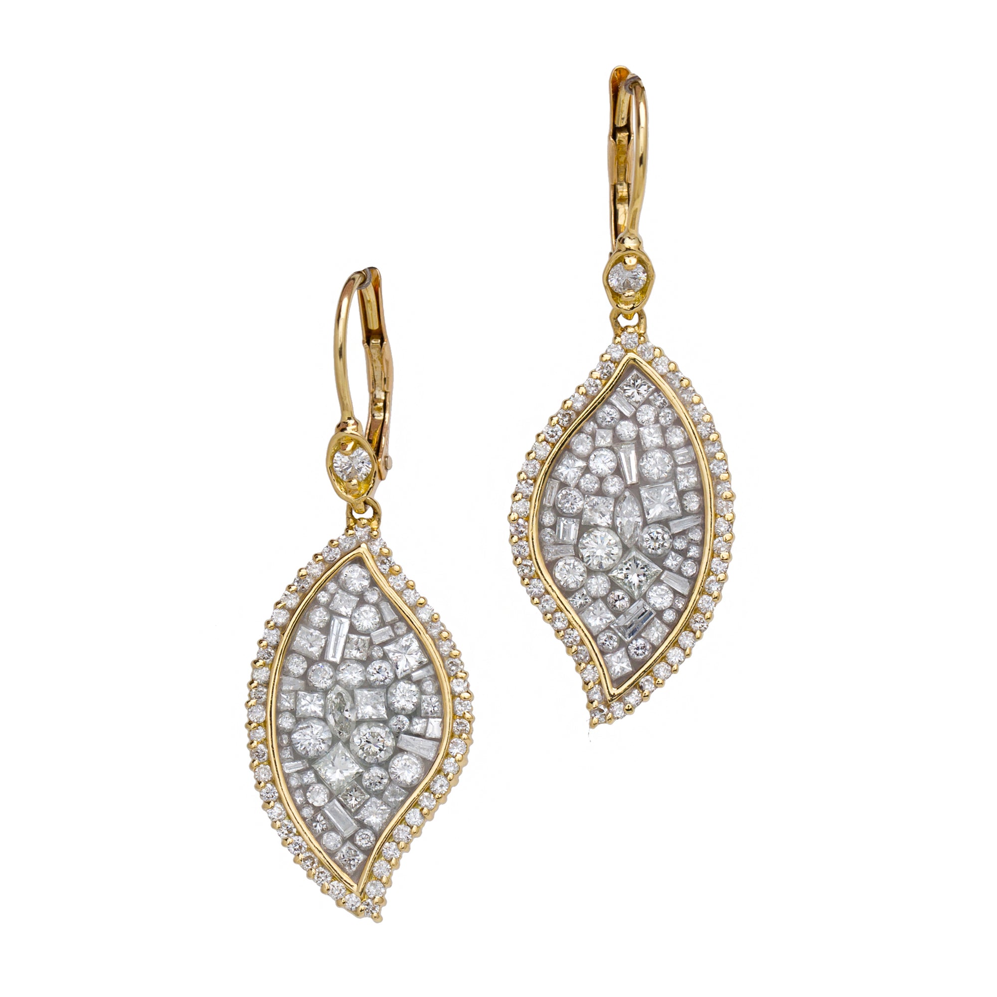 Ice Flame Diamond Earrings by Pleve available at Talisman Collection Fine Jewelers in El Dorado Hills, CA and online. Specs: 2.75 cttw diamonds, 18k yellow gold. 