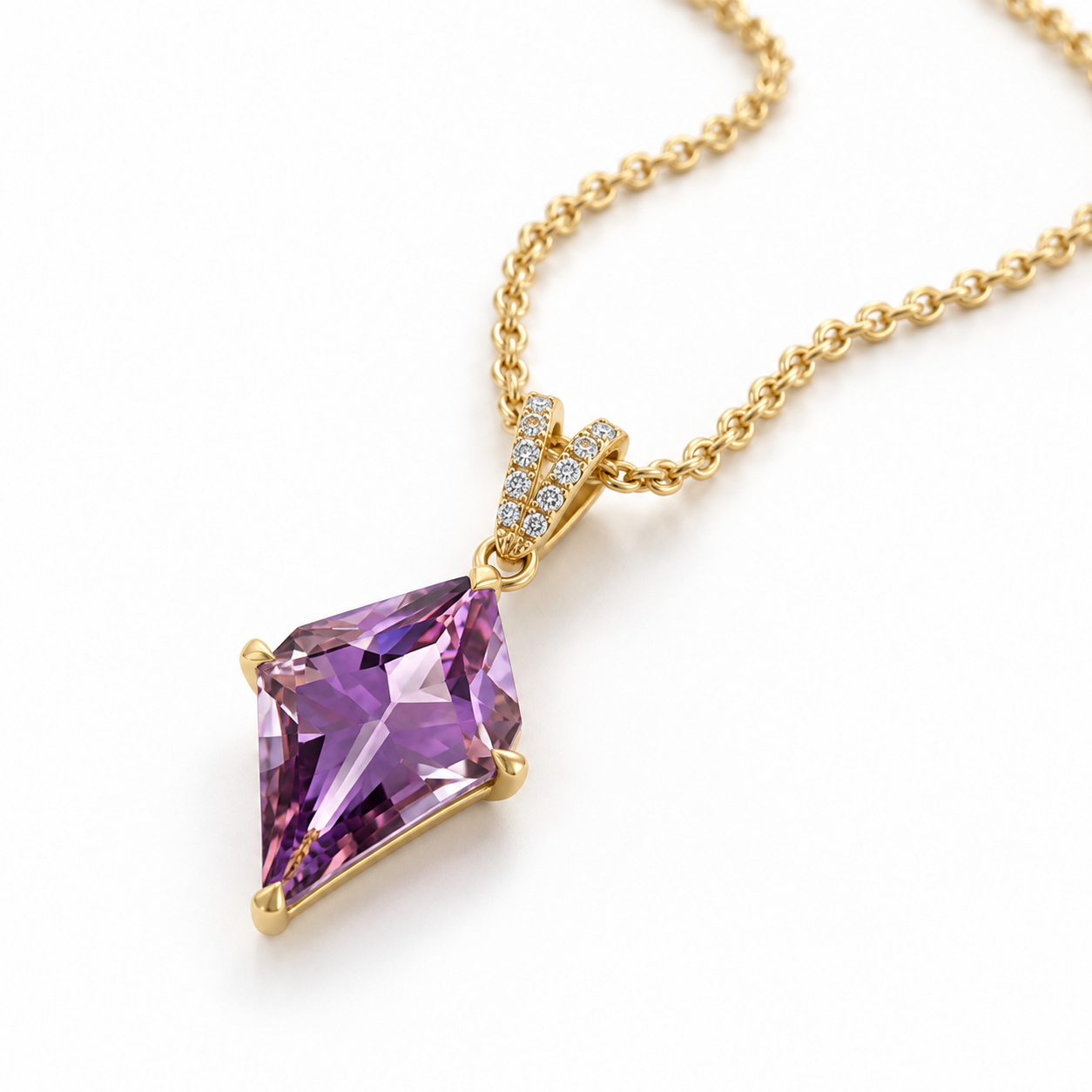 Kite-Shaped Amethyst and Diamond Necklace by Lisa Nik