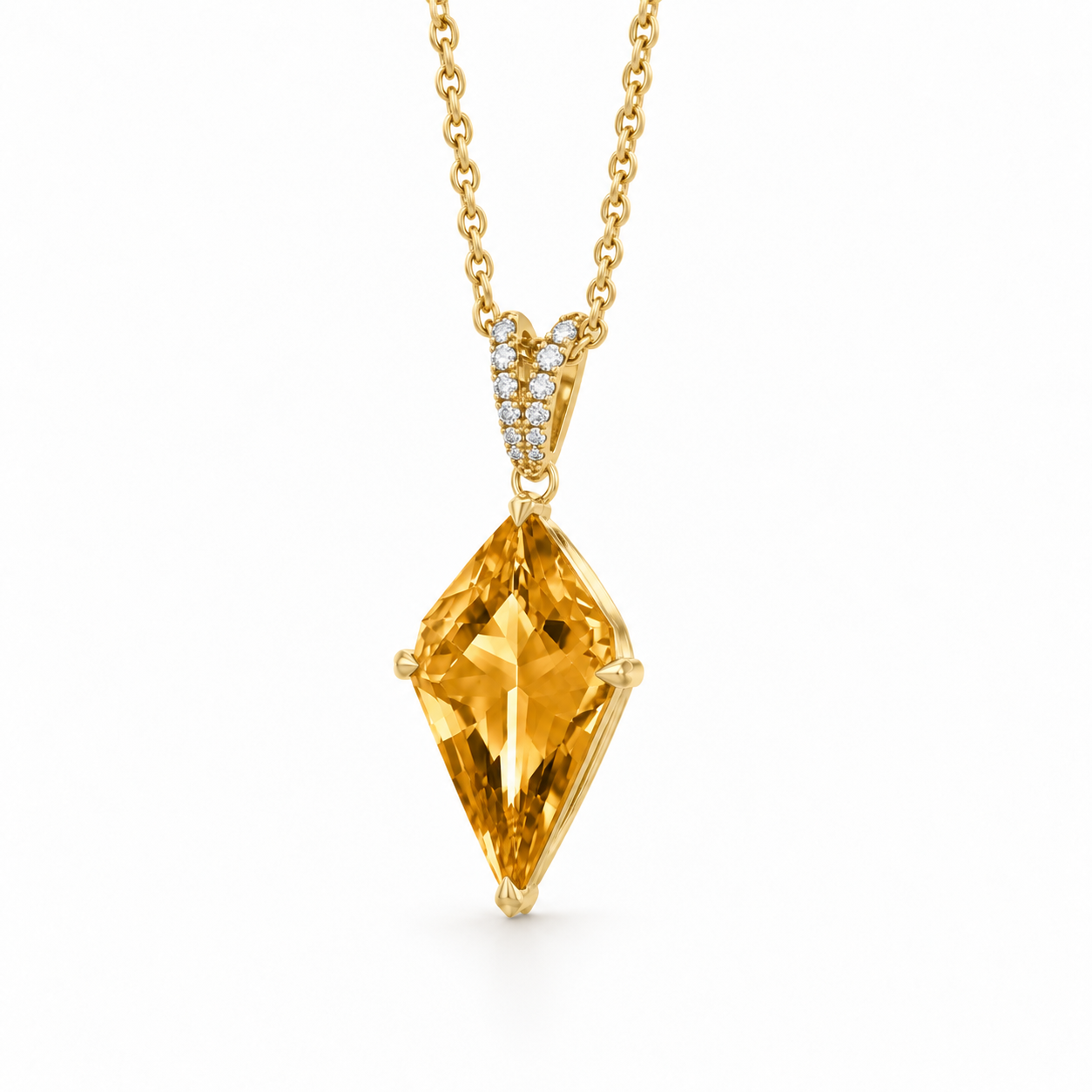 Kite-Shaped Citrine and Diamond Necklace by Lisa Nik