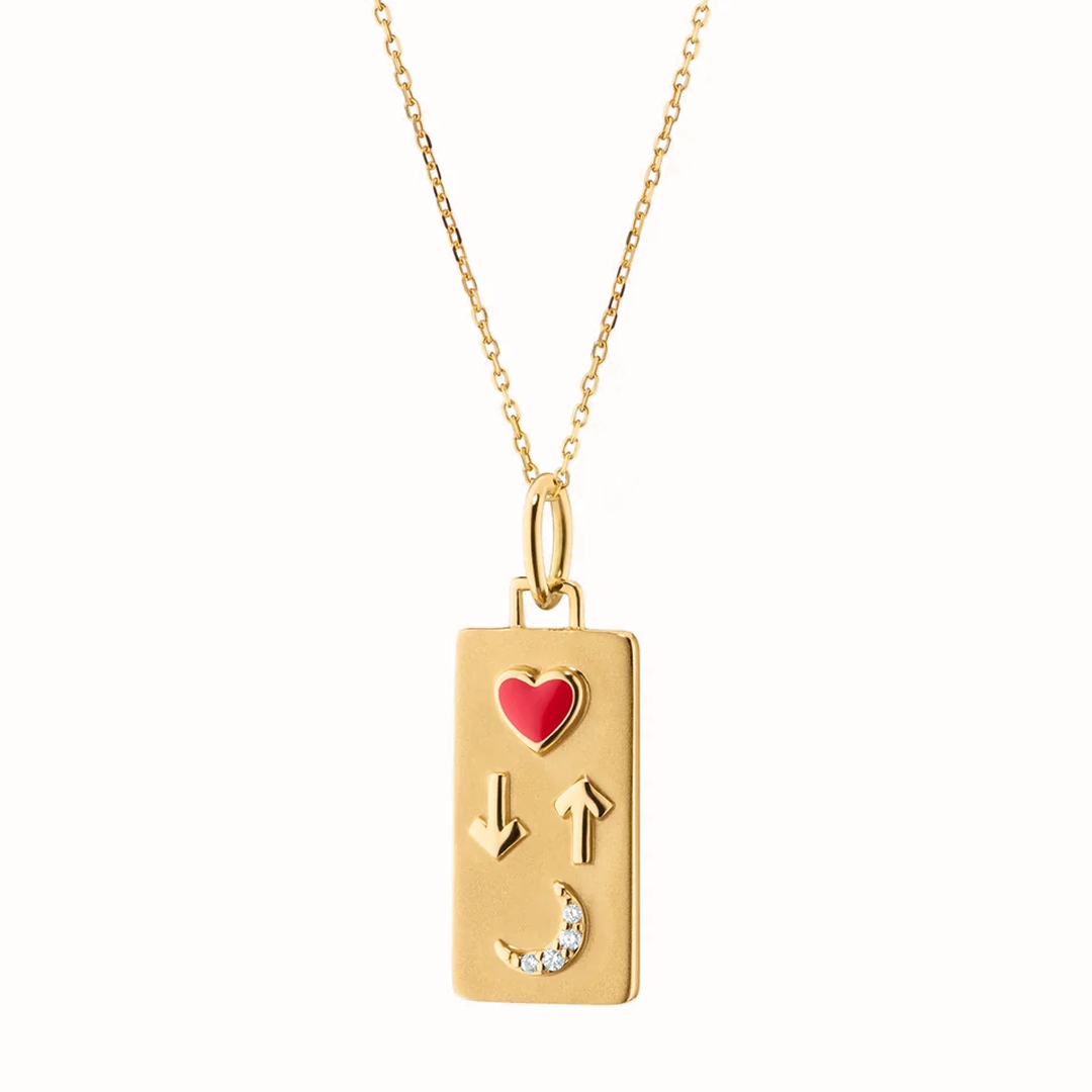 "Love You To the Moon and Back" Necklace with Red Enamel and Diamonds by Monica Rich Kosann
