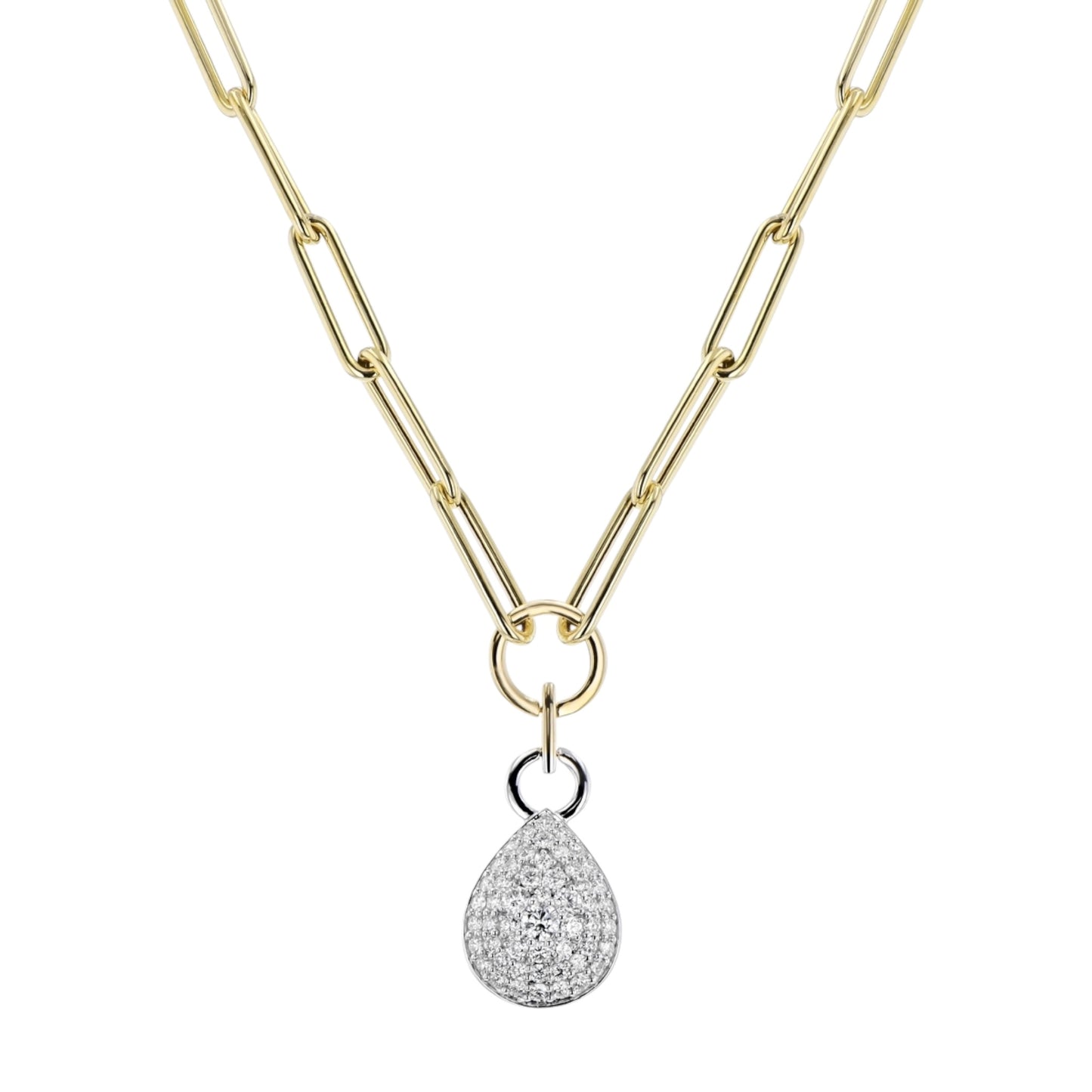 Pave Pendant Paperclip Chain Necklace