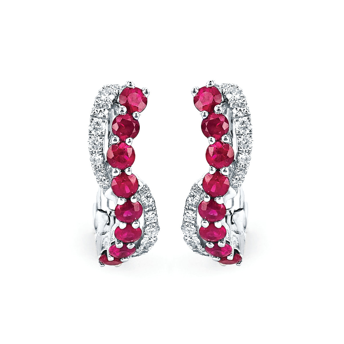 Ruby & Diamond Twist Earrings