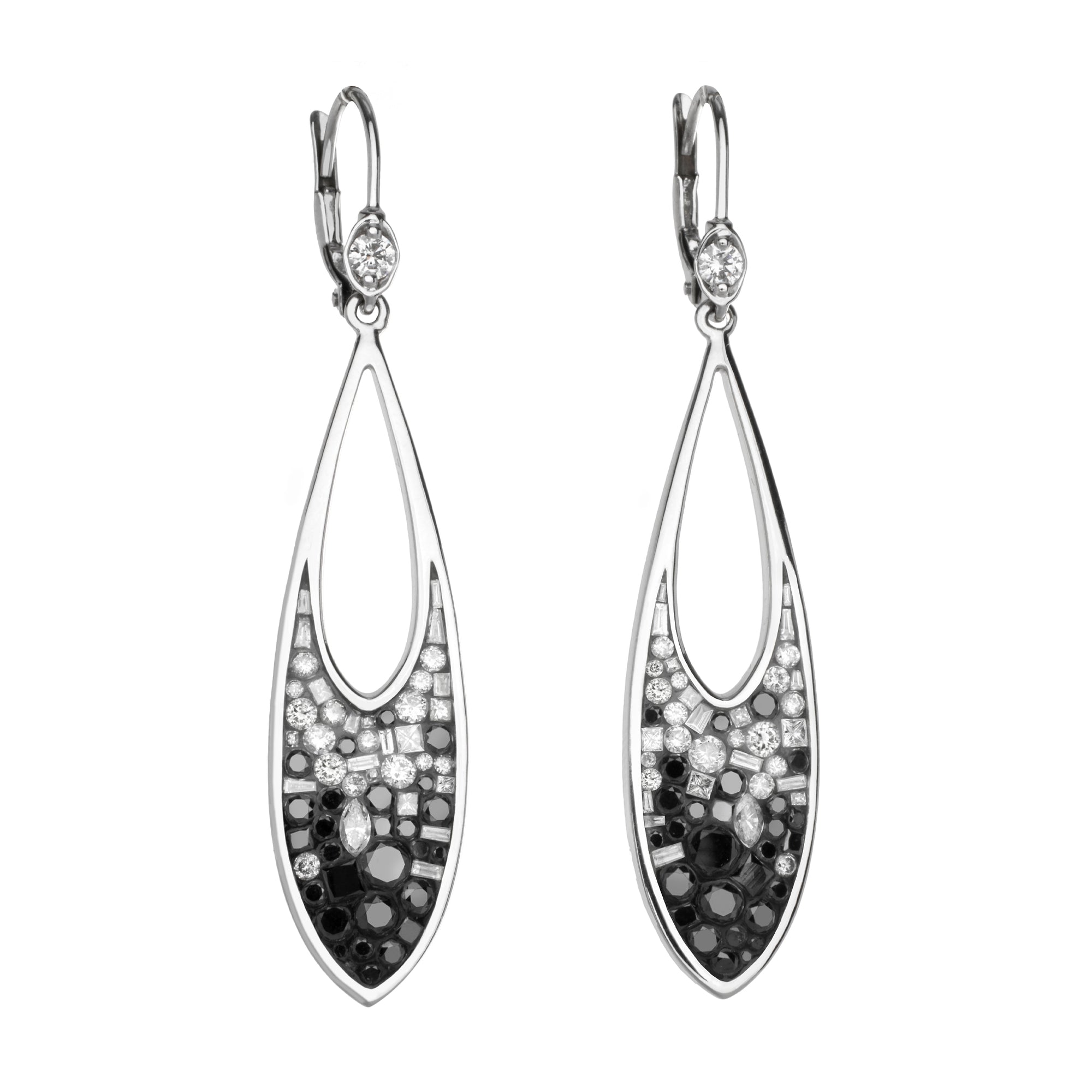 Black Ombre Pear Diamond Earrings by Pleve available at Talisman Collection Fine Jewelers in El Dorado Hills, CA and online. Specs: 18k wg dia & color enhanced dia 2.90 cttw. 