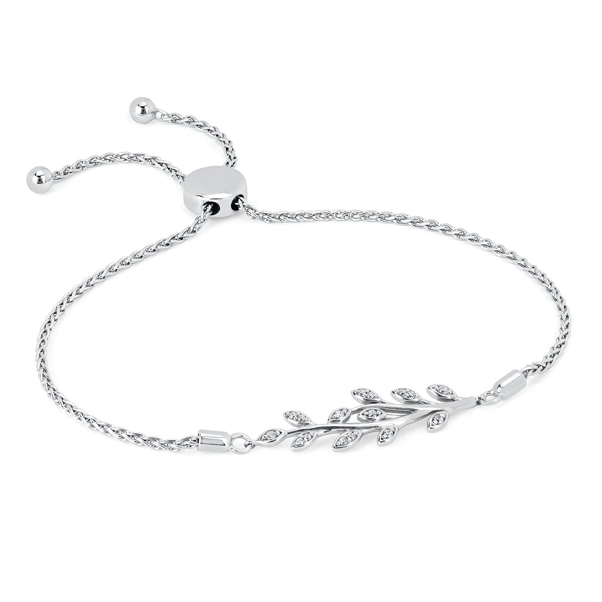 Silver Diamond Branch Slide Bracelet