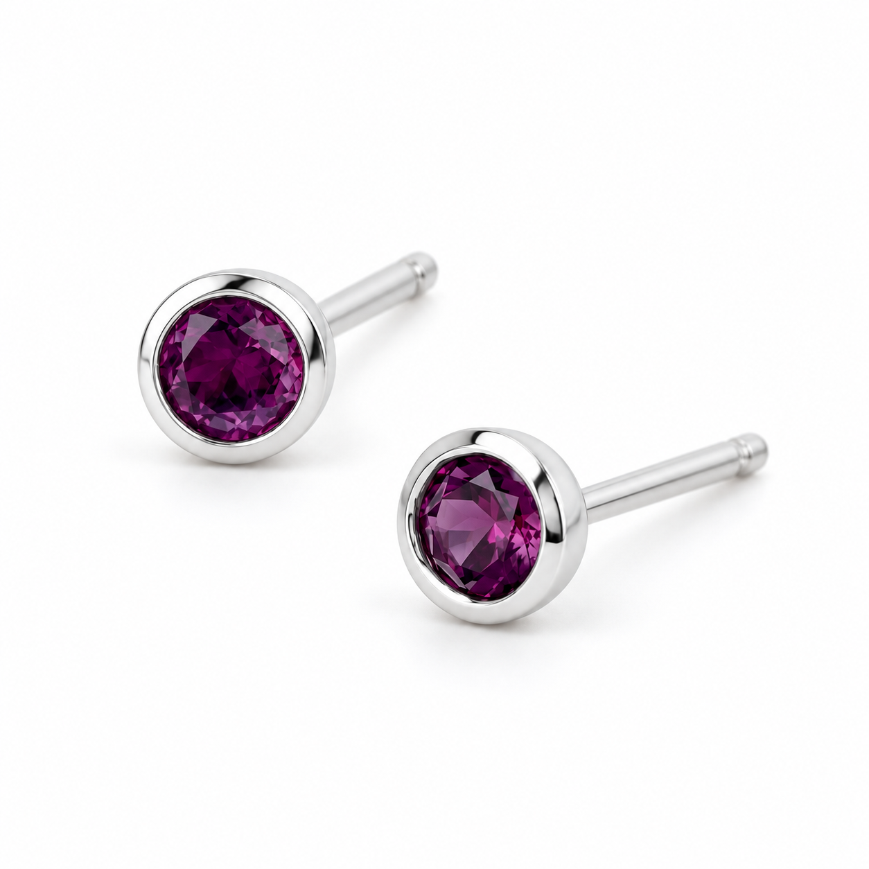Ostbye Amethyst Bezel Stud Earrings