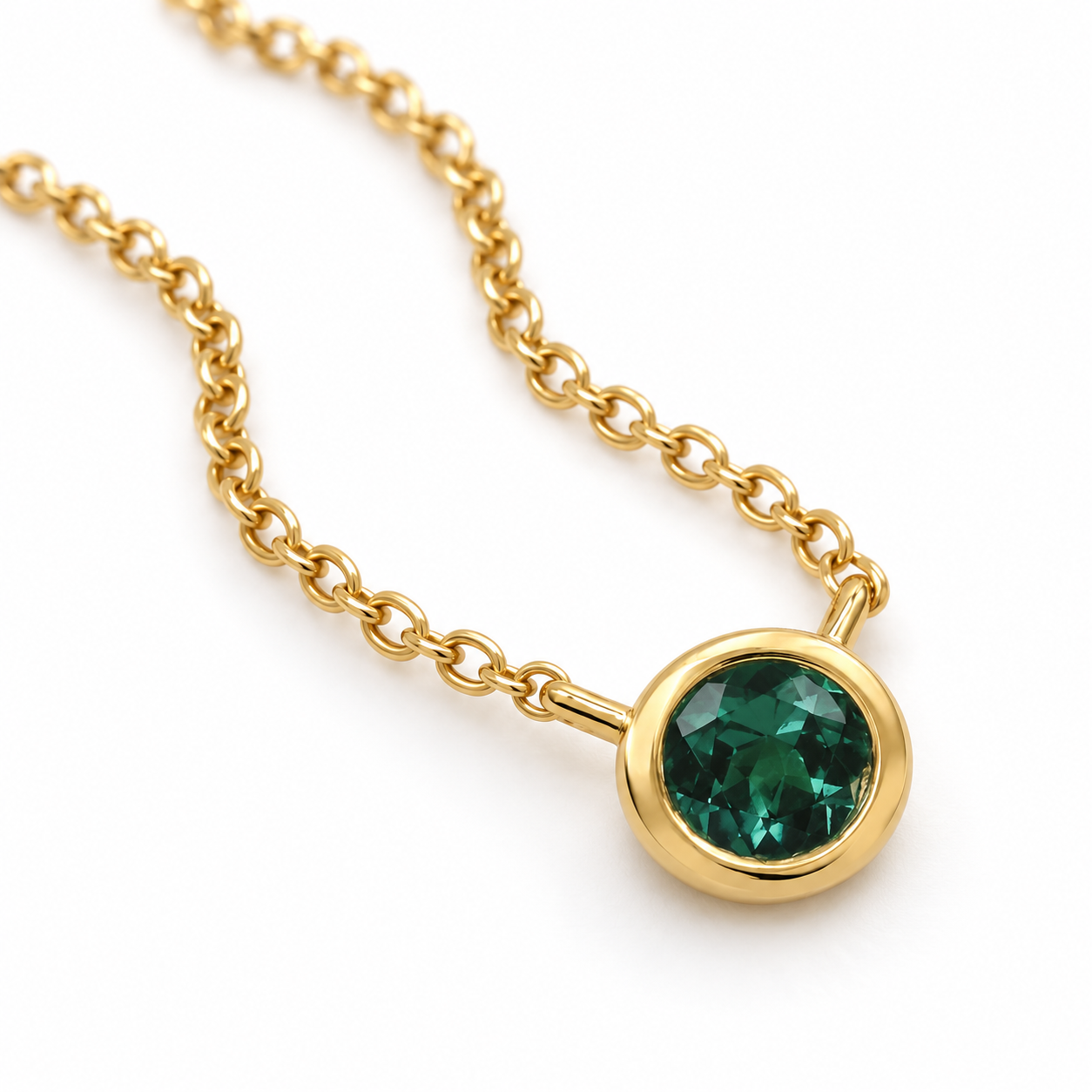 Ostbye Emerald Bezel Pendant Necklace