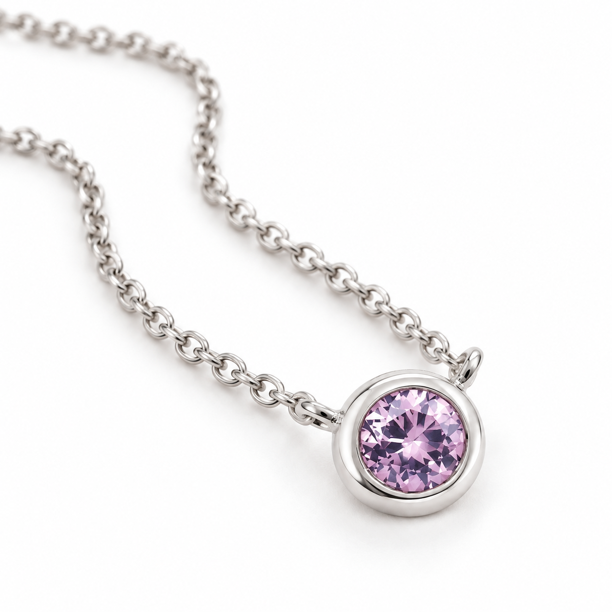 Ostbye Pink Sapphire Bezel Pendant Necklace