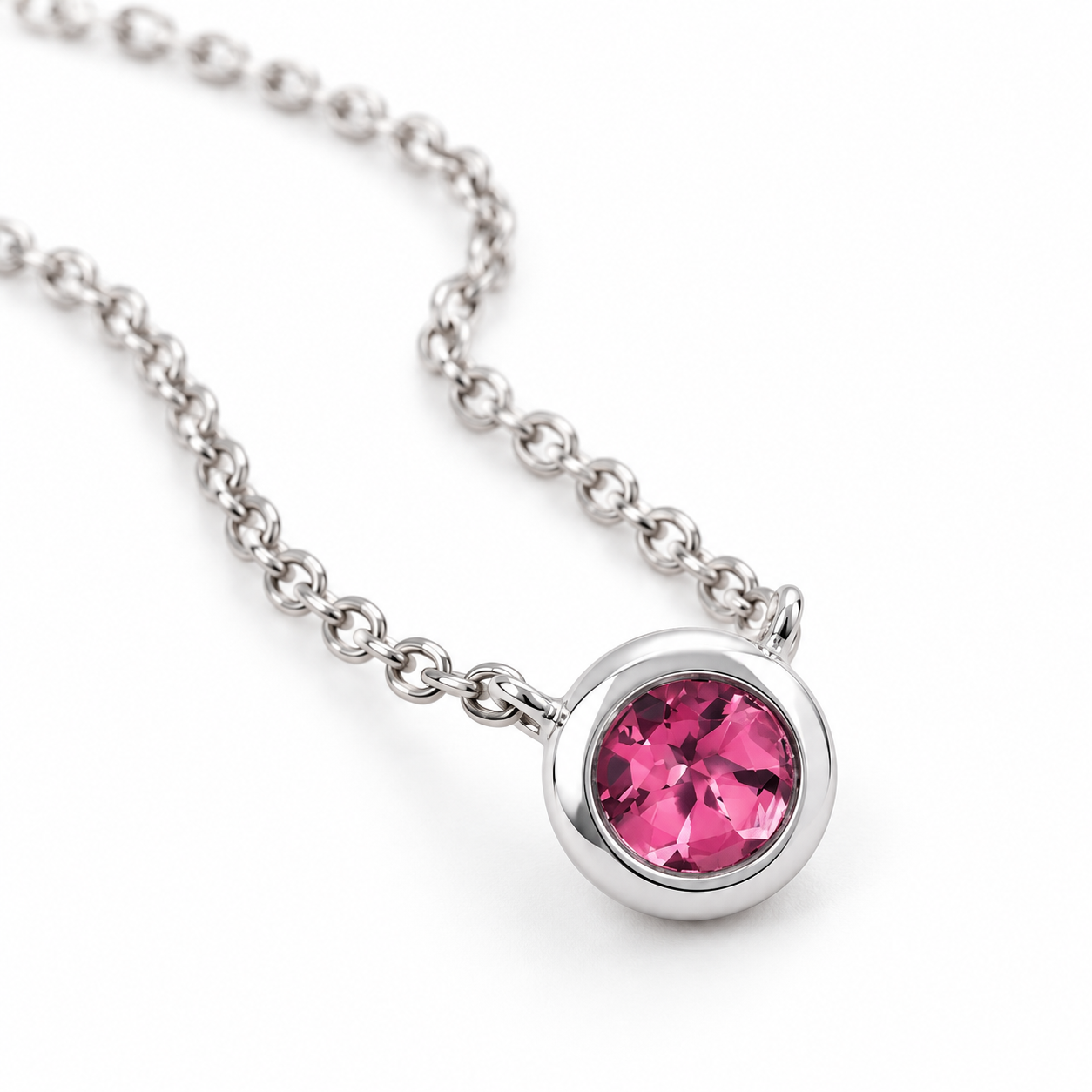 Ostbye Pink Tourmaline Bezel Pendant Necklace