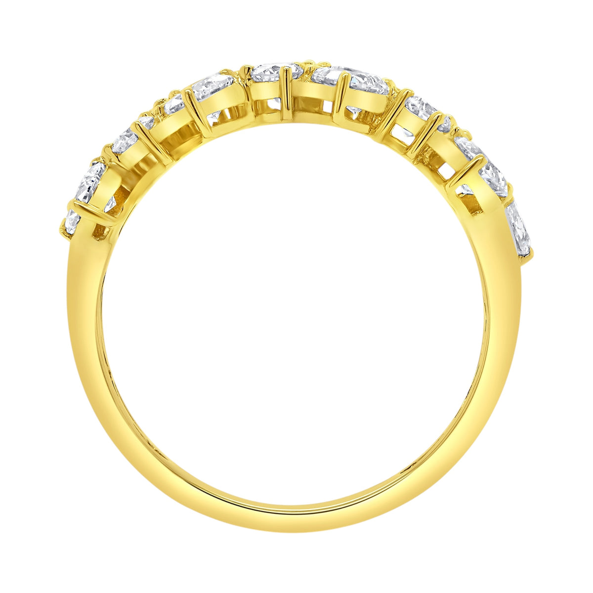 Pear and Round Diamond Stacked Band