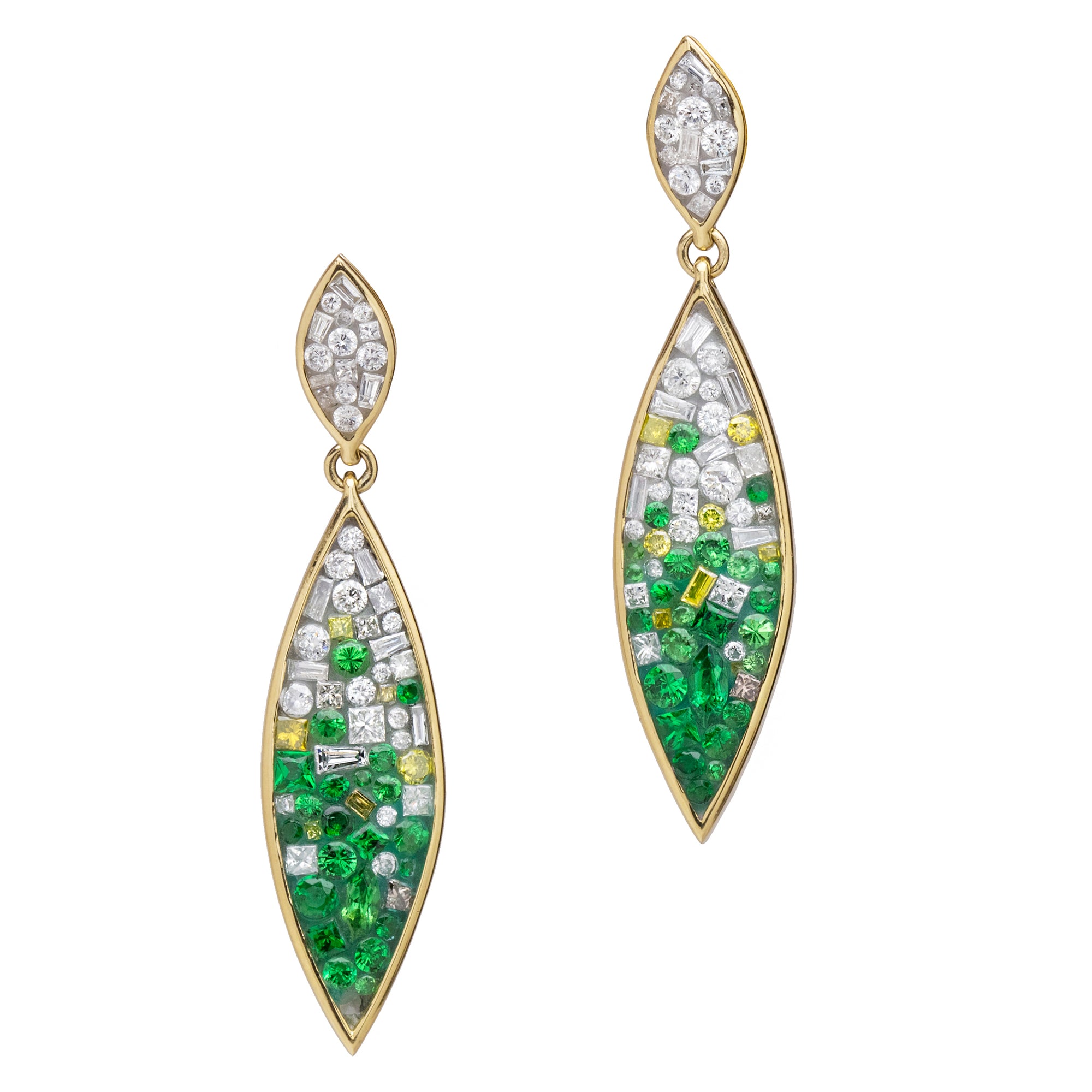 -Tsavorite Ombre Diamond Marquise Earrings