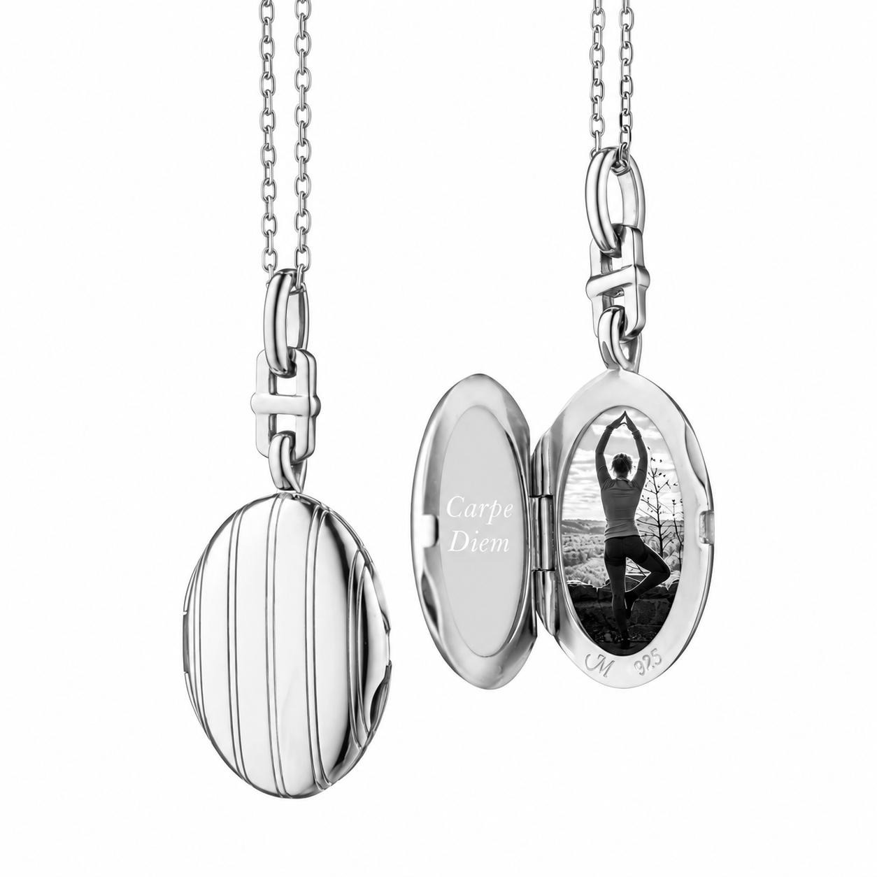 Slim Pinstripe "Eve" Sterling Silver Locket Necklace by Monica Rich Kosann
