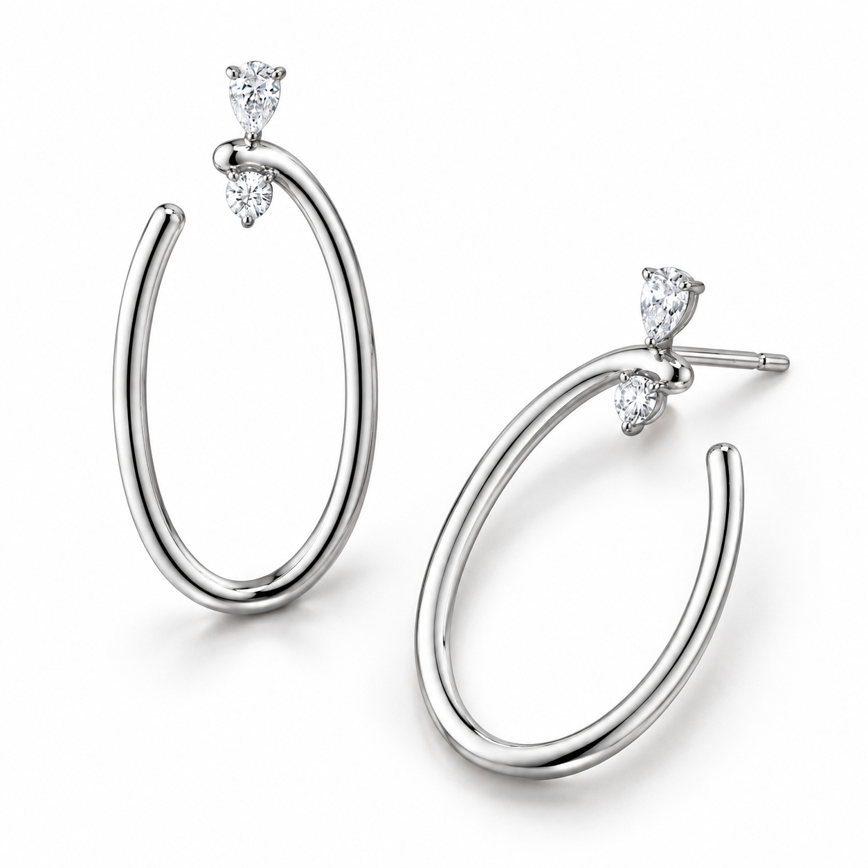Sterling Silver Large Oval "Galaxy Wrap Hoop" Earrings with White Sapphires by Monica Rich Kosann