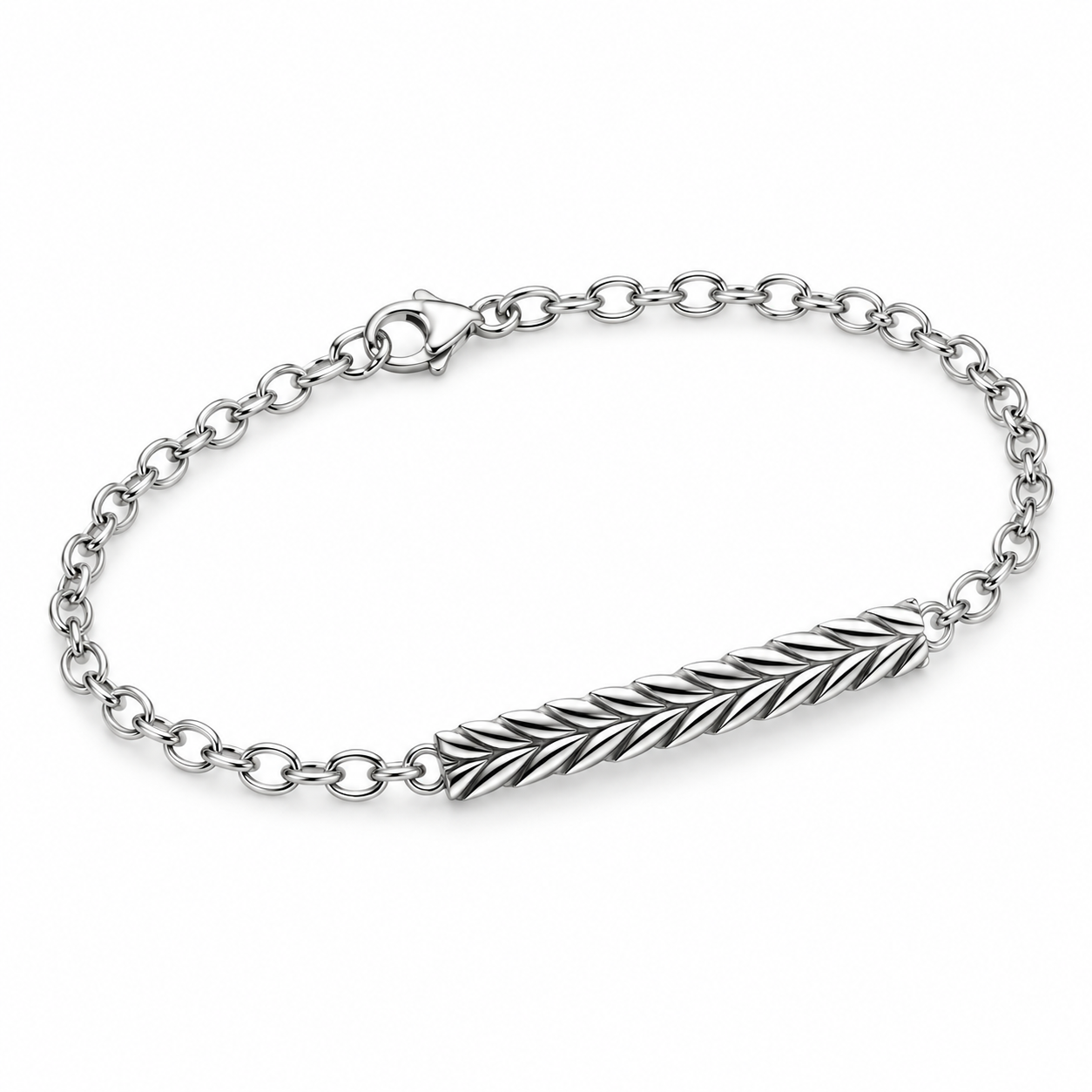 Sterling Silver "Breathe" Poesy Bracelet with Leaf Pattern by Monica Rich Kosann