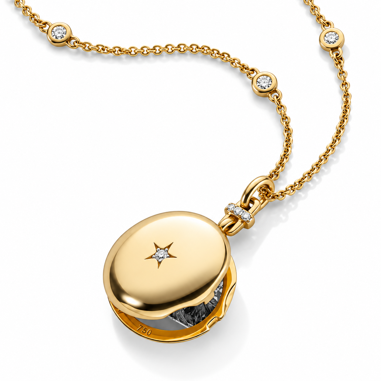 Twinkle Star Locket with Center Star Diamond by Monica Rich Kosann