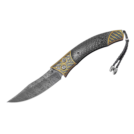 Carbon Fiber/24k Koftgari 'Lightning' Spinel 3.0" Blade by William Henry available at Talisman Collection Fine Jewelers in El Dorado Hills, CA and online