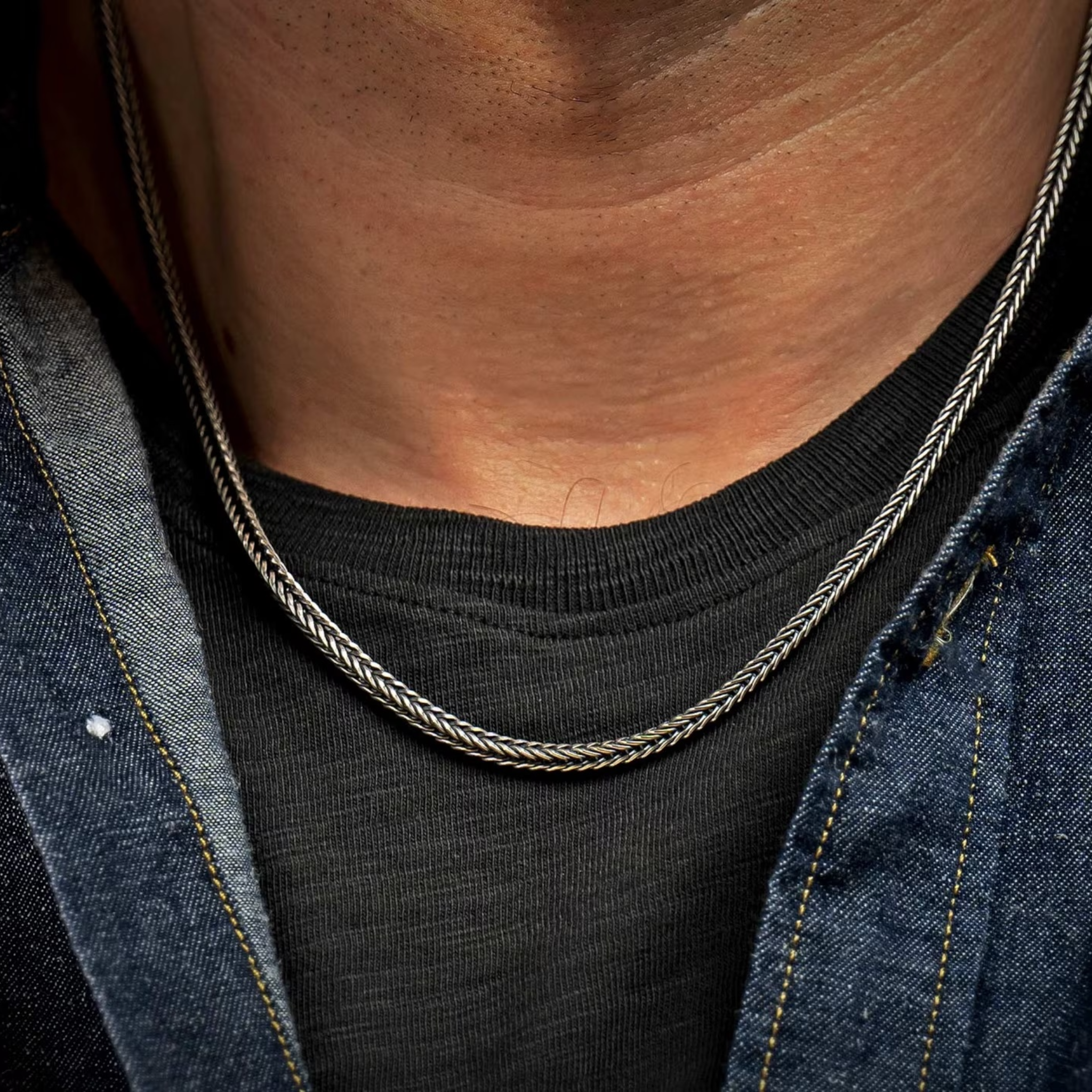Sterling Silver 'Vesta' Oxidized 6mm Foxtail Chain 22" by William Henry available at Talisman Collection Fine Jewelers in El Dorado Hills, CA and online
