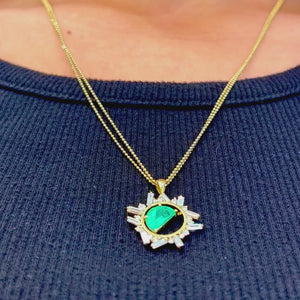 Open Circle Emerald Half Moon Necklace by Meredith Young