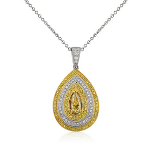 Yellow and White Diamond Pear Necklace by Yael