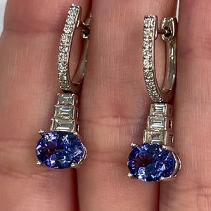 Tanzanite and Diamond Deco Drop Earrings