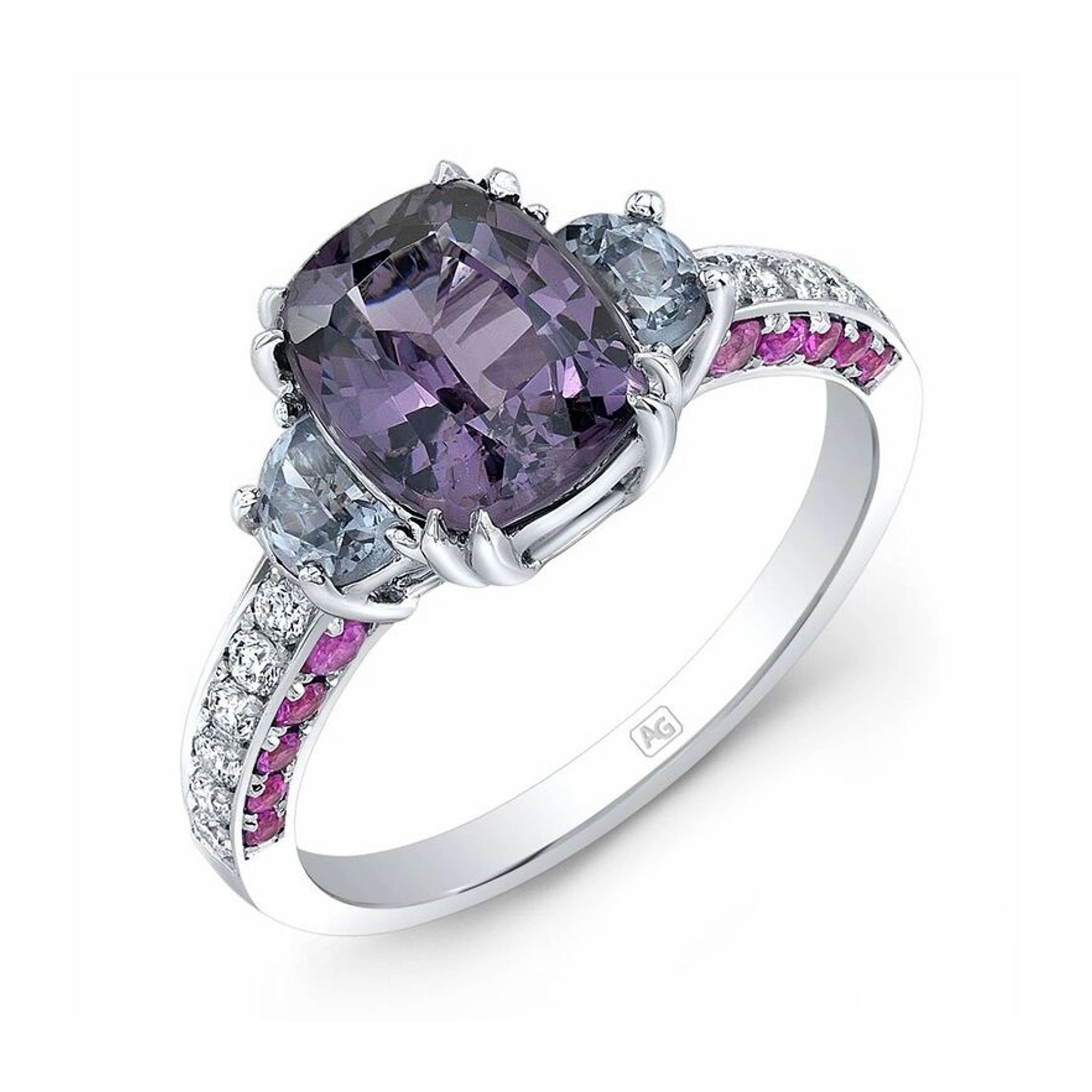Purple Spinel and Pink Ceylon Sapphire, 18k White Gold Ring - Talisman Collection Fine Jewelers