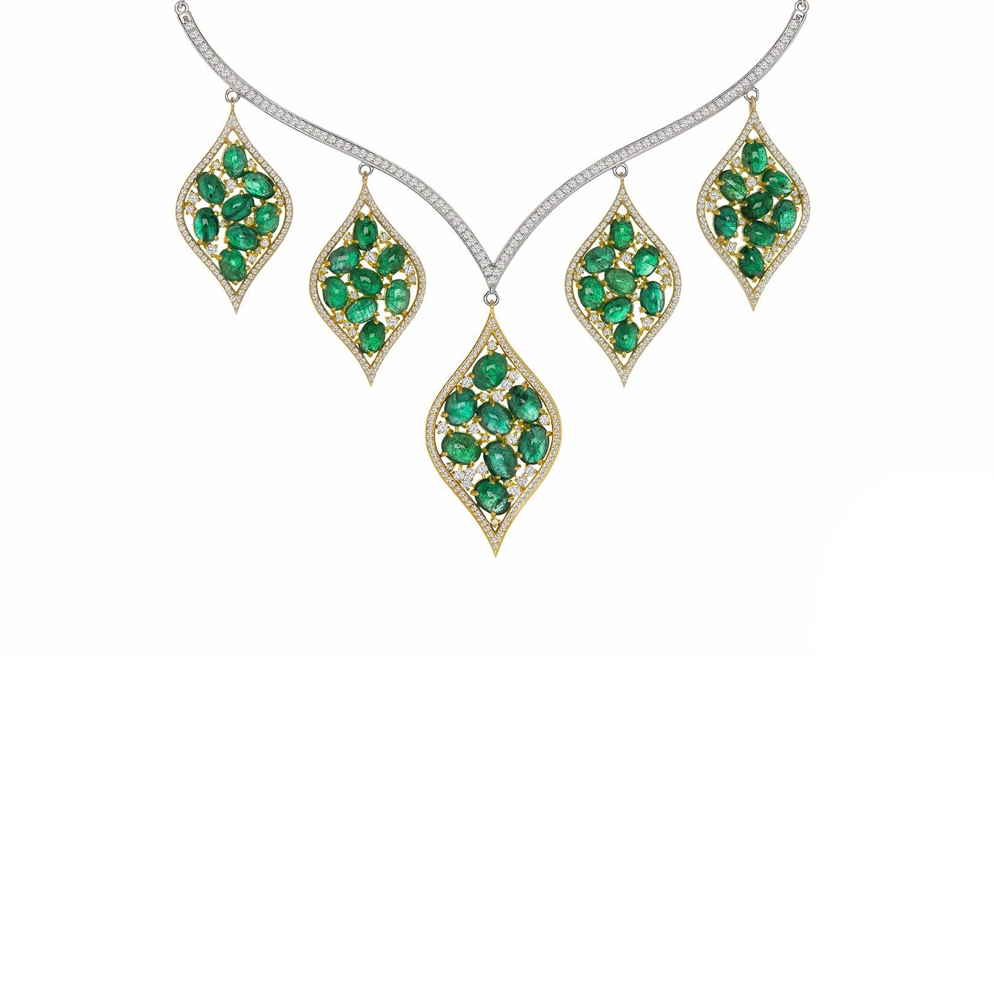 Emerald and Diamond, 18k White and Yellow Gold Necklace - Talisman Collection Fine Jewelers