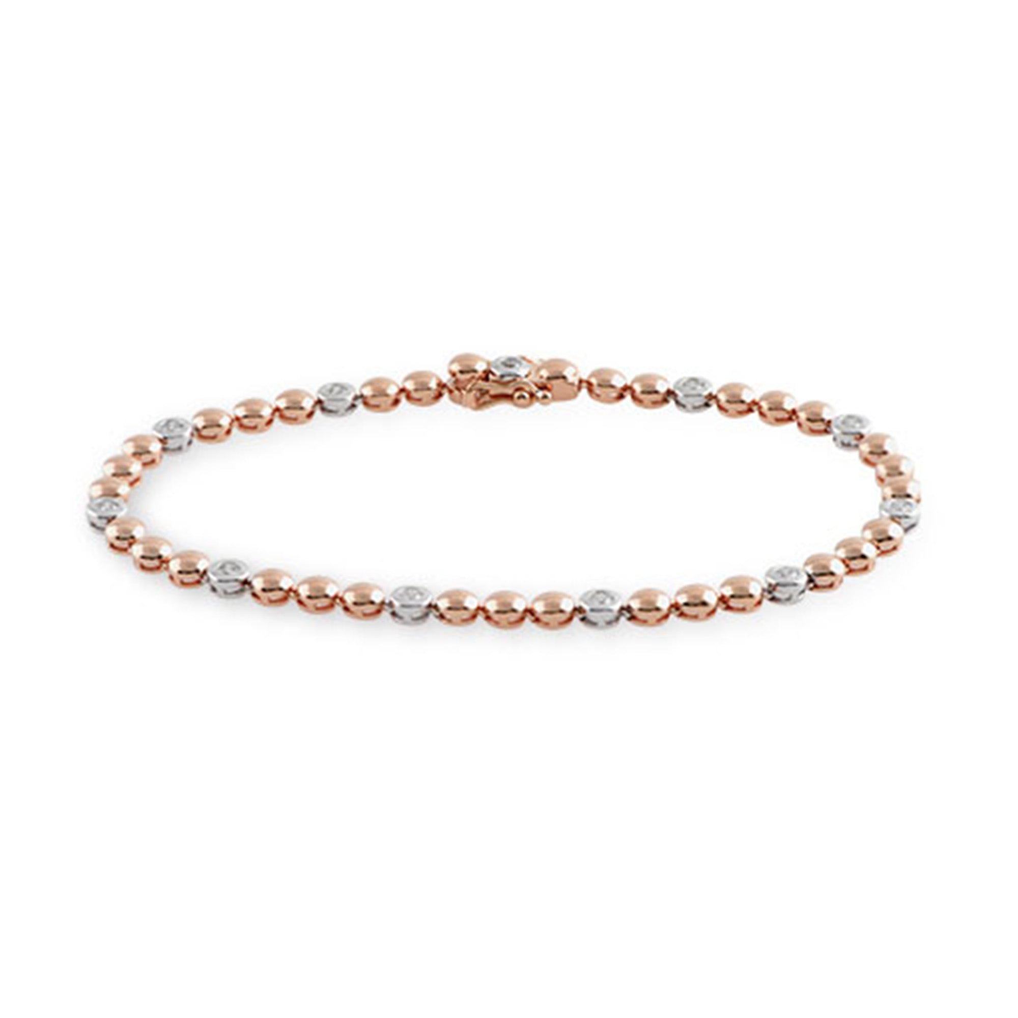 Diamond Bead Line Bracelet in 14k Rose and White Gold - Talisman Collection Fine Jewelers