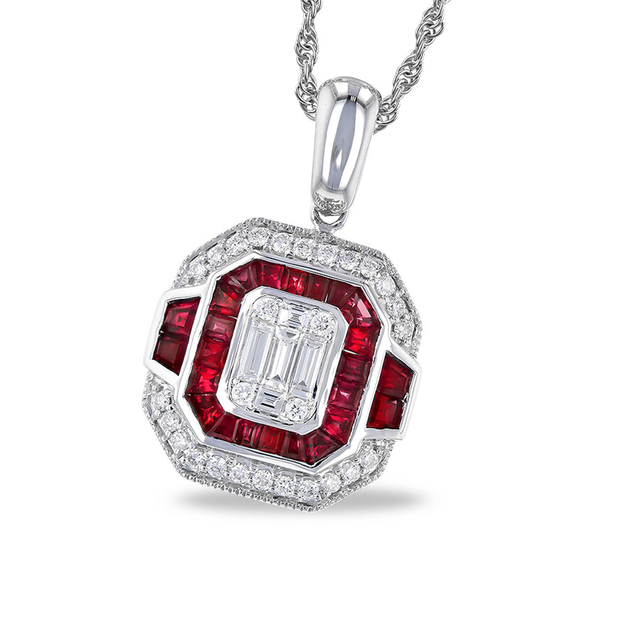 Ruby and Diamond Art Deco Necklace - Talisman Collection Fine Jewelers