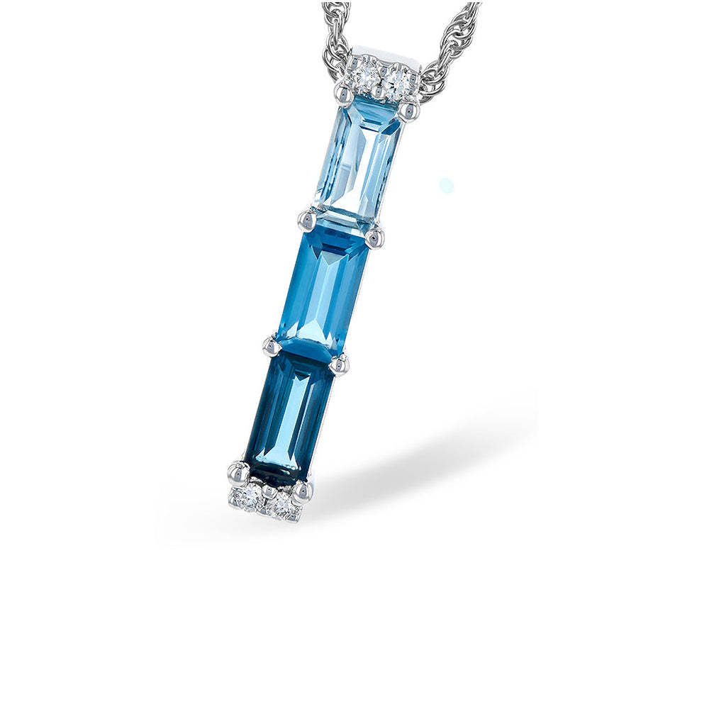 Blue Topaz Ombre Vertical Bar Necklace - Talisman Collection Fine Jewelers