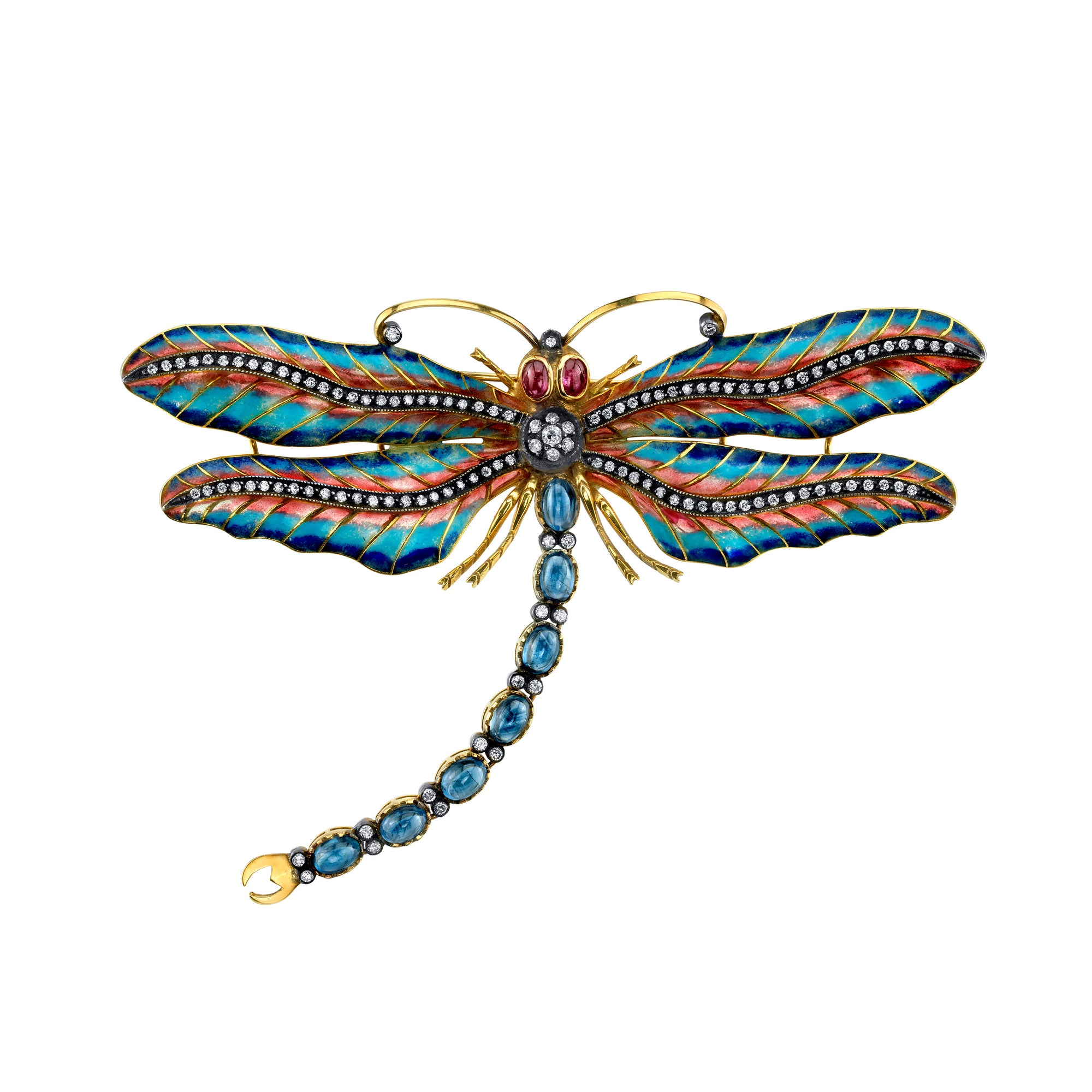18k Yellow Gold Sapphire Dragonfly Pendant by Lord Jewelry - Talisman Collection Fine Jewelers