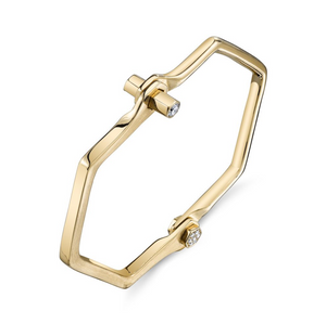 18k Gold and Diamond Hexagon Handcuff by Borgioni - Talisman Collection Fine Jewelers