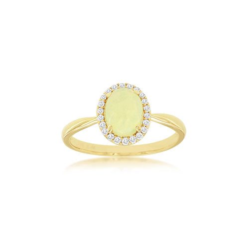 Opal and Diamond Poppy Ring in 14k Yellow Gold